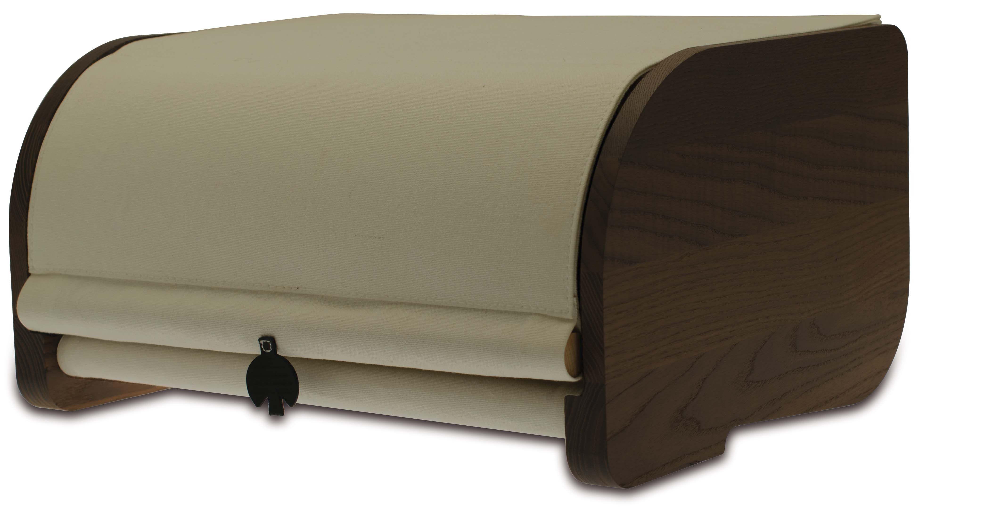 Legnoart Brotkasten Eschenholz Segeltuch Braun Weiß BB-21, Eschenholz und Segeltuch