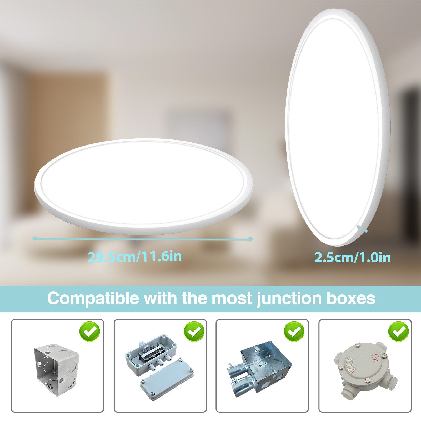 POPOLIC LED Deckenleuchte Deckenlampe, 24W 3200LM 30cm Dimmbar mit Fernbedienung 3000K-6000K, Dimmbar Smart Badleuchte Hintergrundbeleuchtung, Weiß Rund