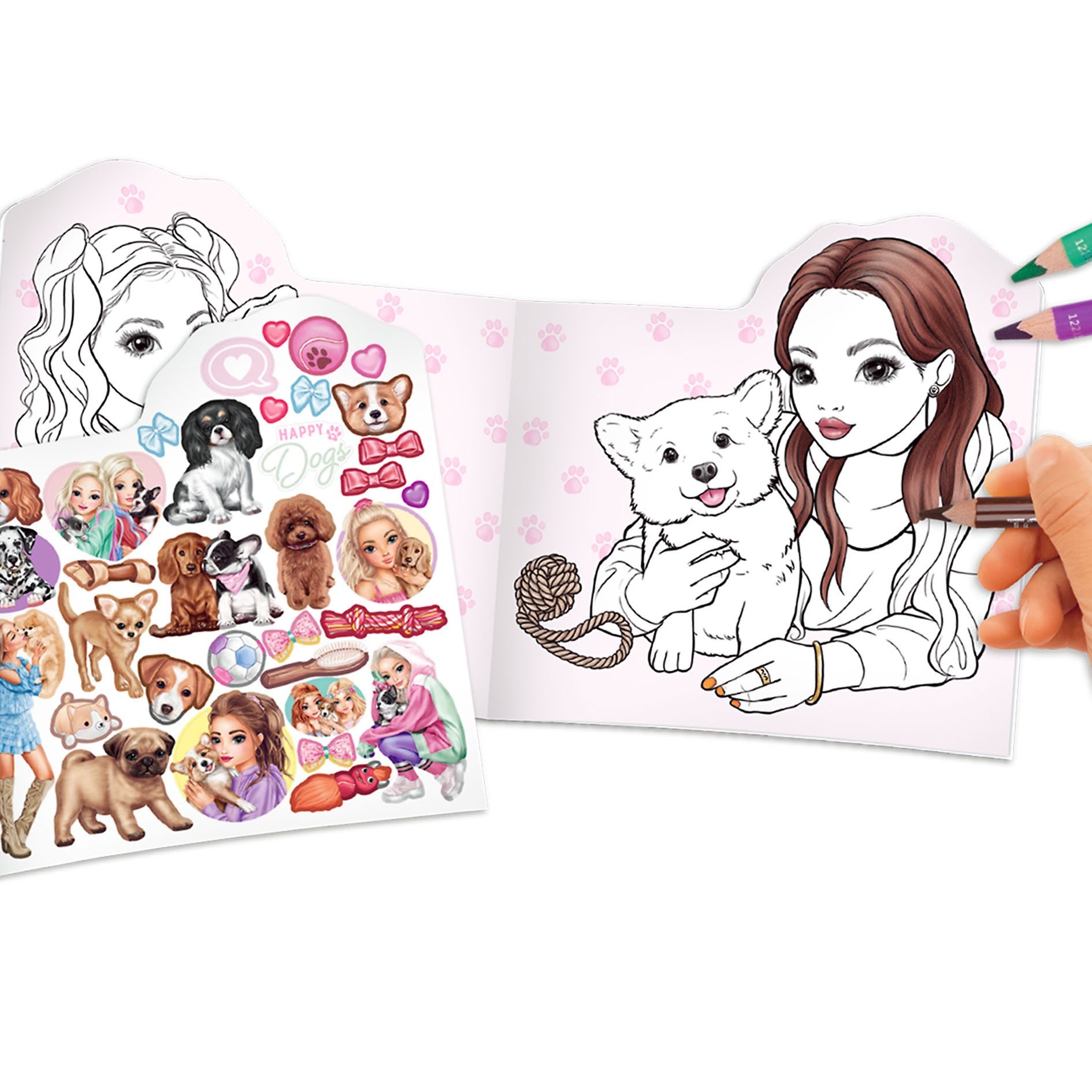 Depesche Schmuckset Top Model Mal- und Stickerbuch Kitty and Doggy, lila, 25 cm, Kreatives Zeichnen und Gestalten mit Stickern – Bild 3 von 4