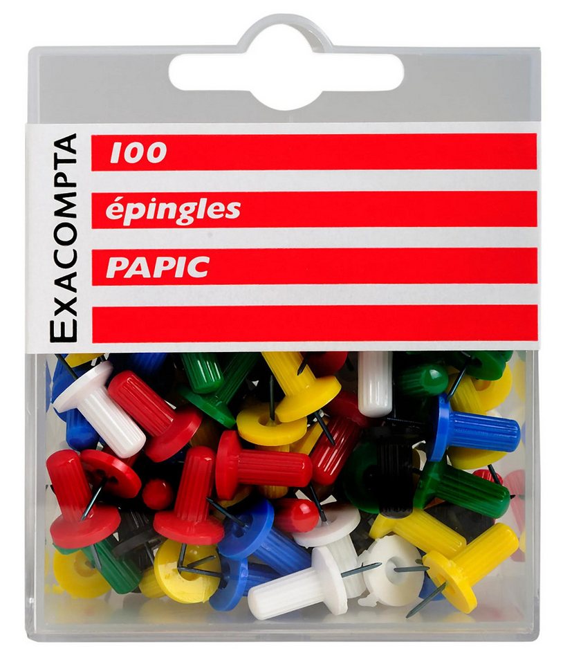Thumbnail - EXACOMPTA Pinnnadel Blisterbox 100x Pinnwandnadeln Papic Ø10mm Spitze 7mm sortiert 14996E, Stossnadeln und Reissnägel