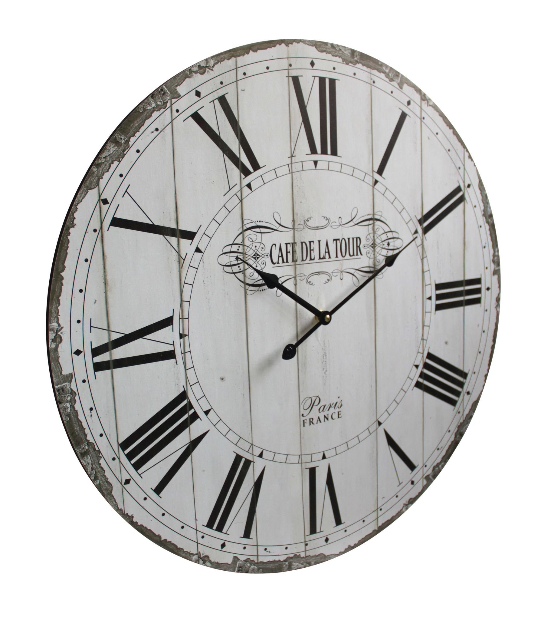 elbmöbel Wanduhr Uhr aus Holz in Weiß (Wanduhr: Holz 60x60x5 cm vintage römische Ziffern antik Look)