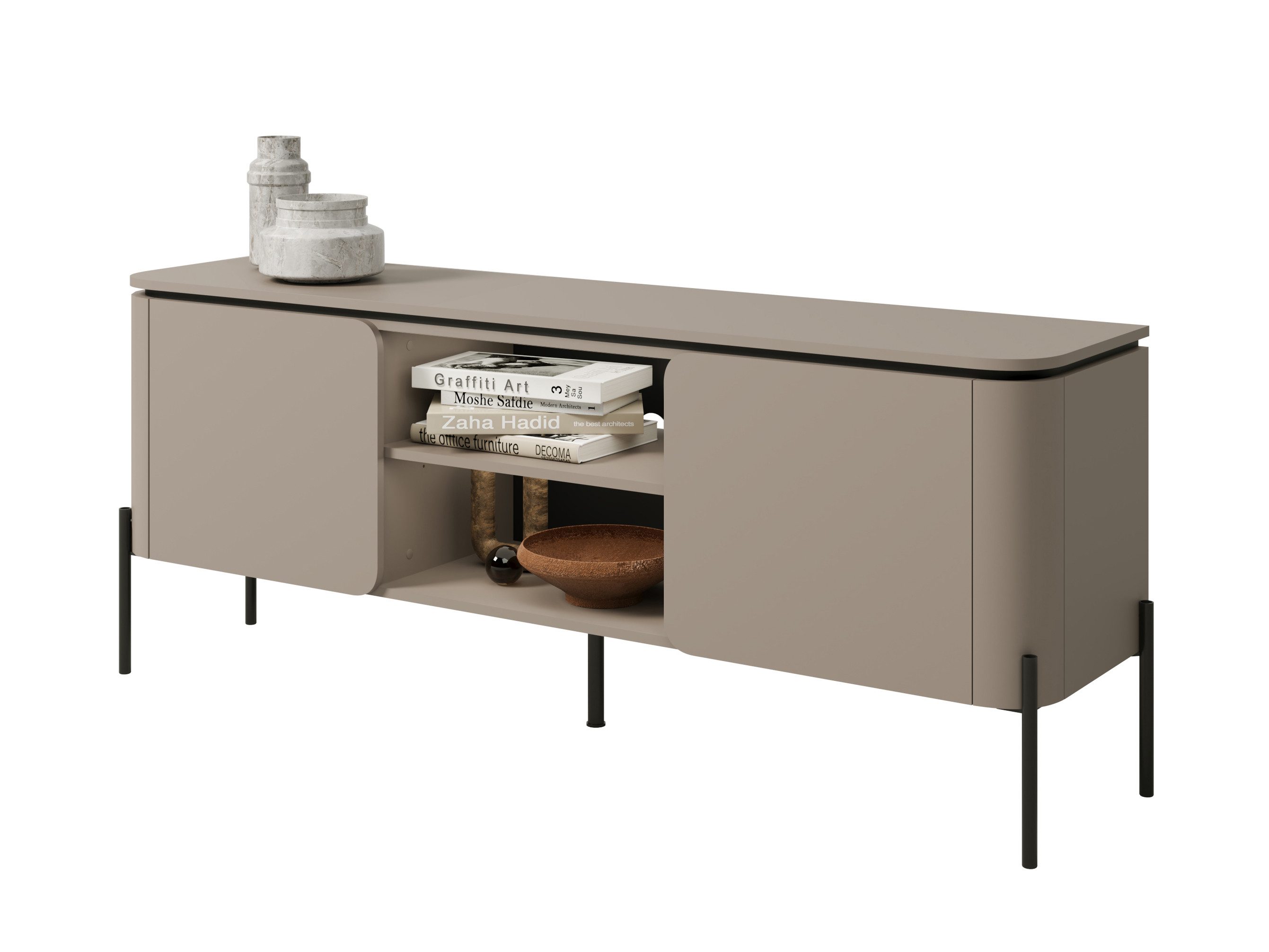 Compleo TV-Schrank mit 2 Türen Dunkelbeige NOREA, Zeitlos design