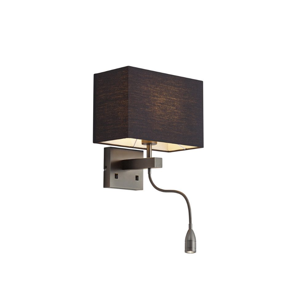Qazqa LED Leselampe Bergamo, ohne Leuchtmittel, Warmweiß, QAZQA Lese­leuchte, e27, gunmetal, Stahl, Modern