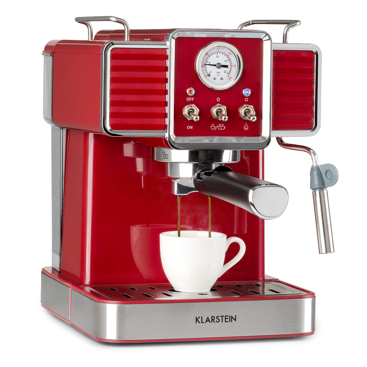 Klarstein Espressomaschine, 1.5l Kaffeekanne, Gemahlener Kaffee & Pads: 2-in-1-Nutzung