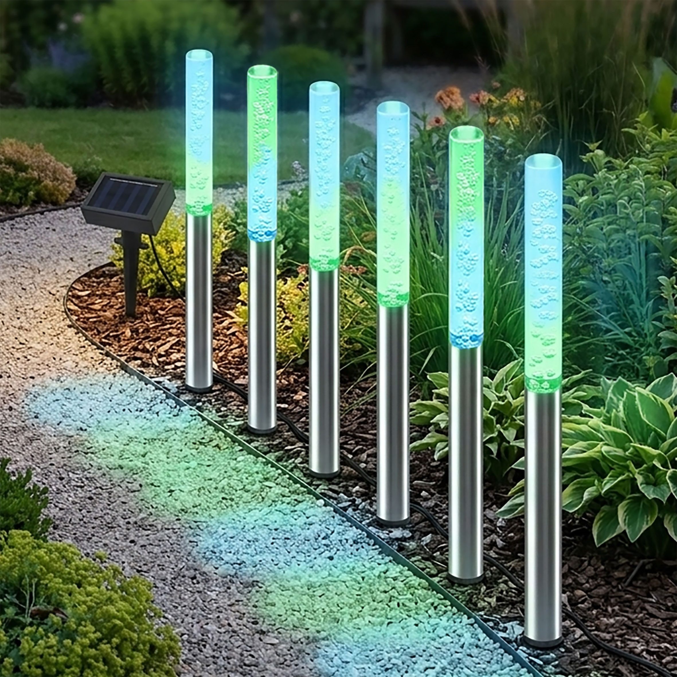 Spetebo LED Solarleuchte LED Solar Leuchten Bubbles - 6er Set, Farbwechsel, LED, bunt