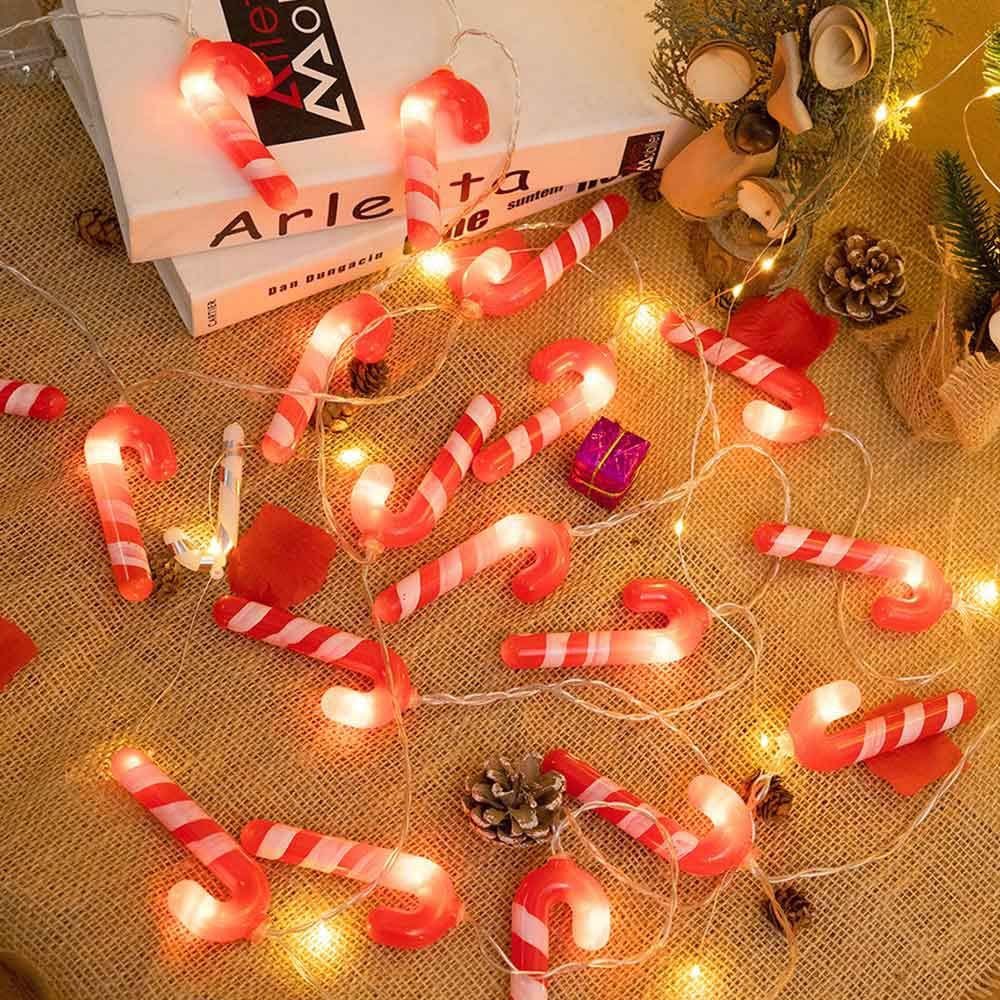 Weihnachtsbaum für Rosnek Schlafzimmer Deko, batterie, 1.5M, LED-Lichterkette Zuckerstange/Stern/Schneemann/Weihnachtsmann Weihnachtsmotiv,