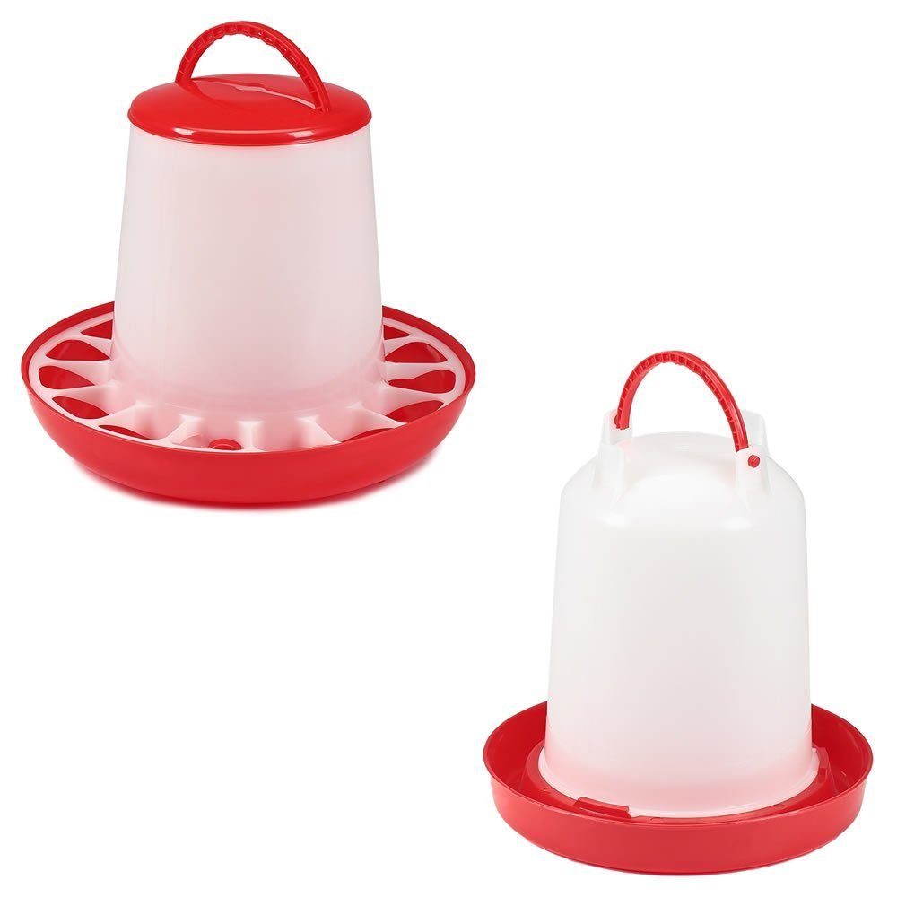 Melko Кормautomat Кормautomat Кормspender Чаши 1,5KG Geflügel + 1,5L Geflügeltränke, hochwertiger halbdurchsichtiger Kunststoff - Kontrolle der Füllmenge