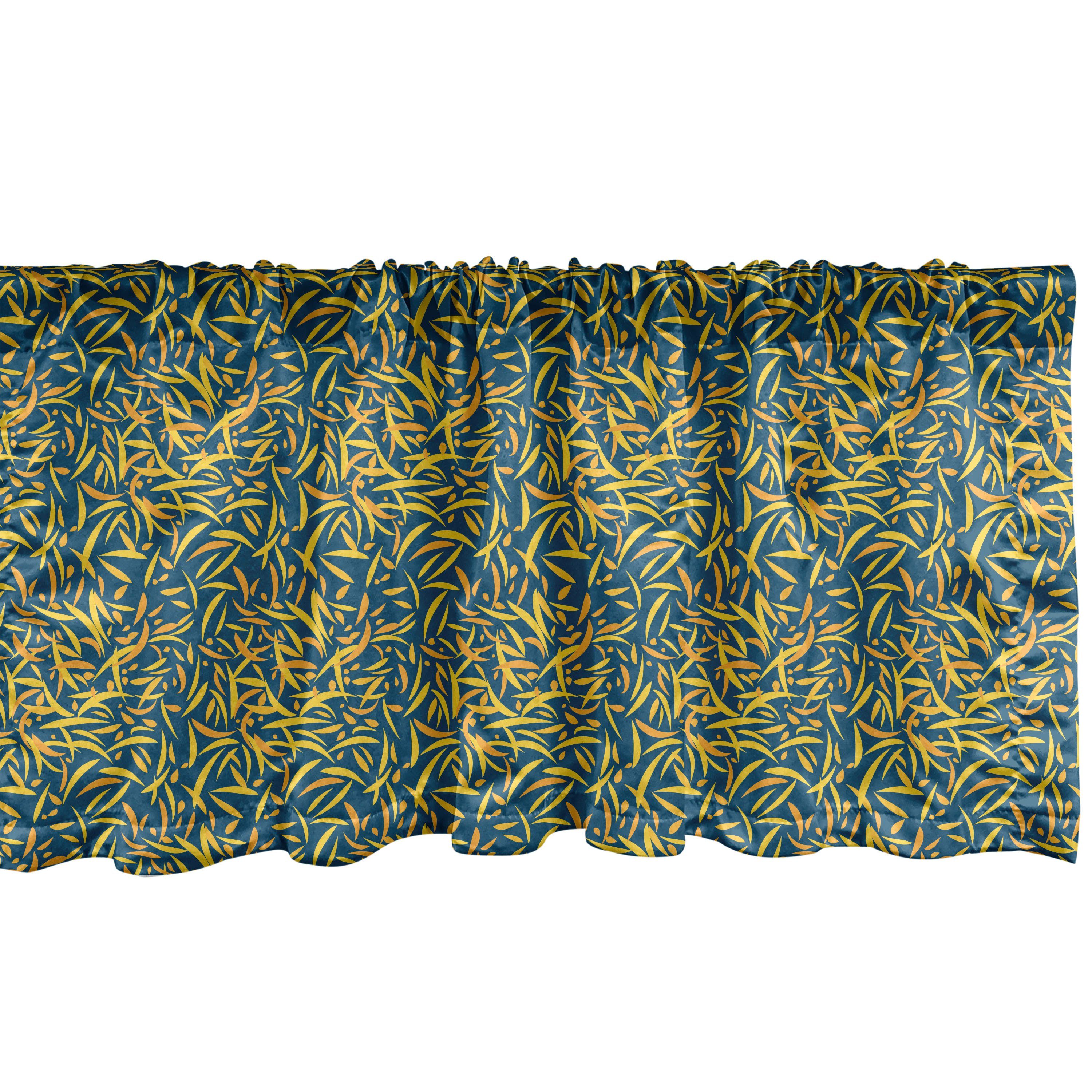 Scheibengardine Vorhang Volant für Küche Schlafzimmer Dekor mit Stangentasche, Abakuhaus, Microfaser, Floral Gelb Schwimmblätter
