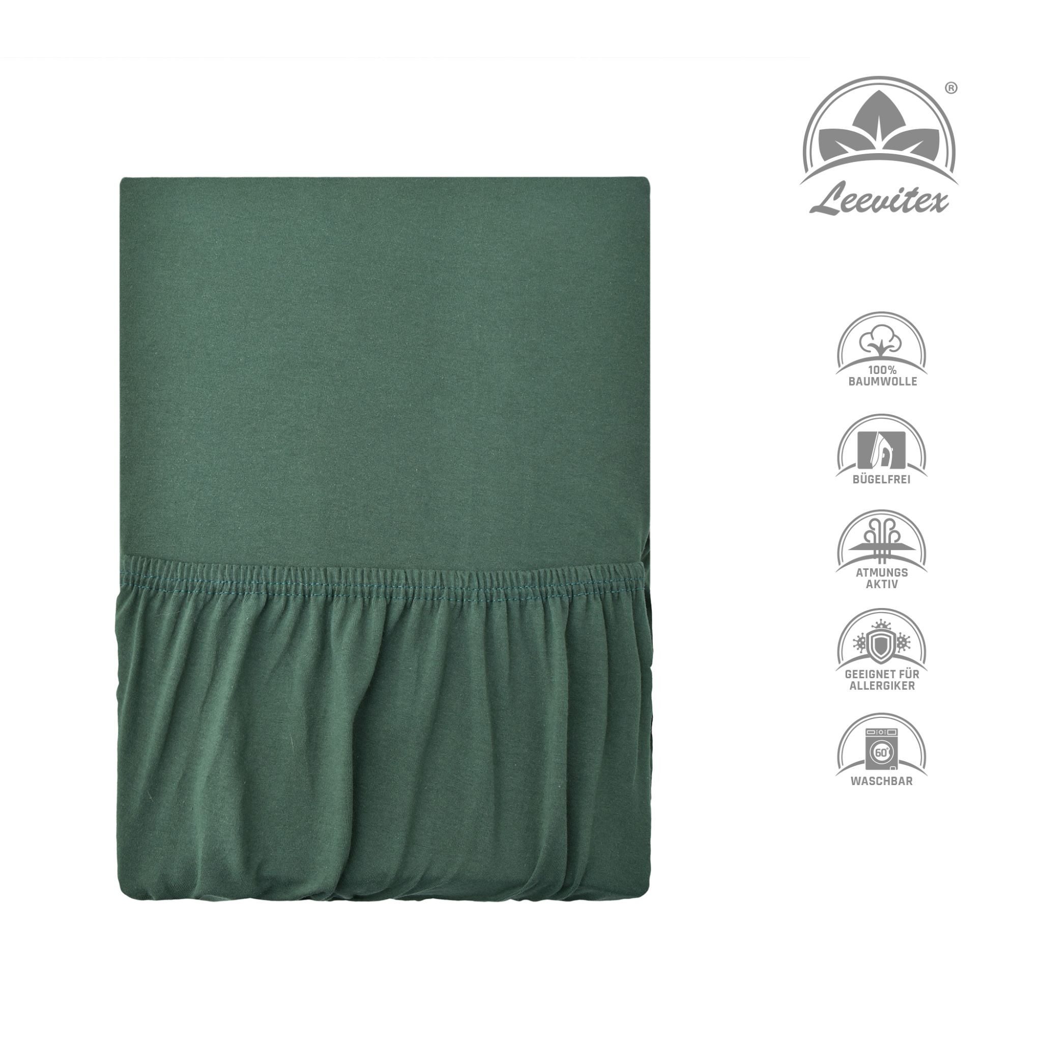 leevitex® Spannbettlaken für Topper – weich, anschmiegsam, pflegeleicht & ideal zum Wohlfühlen, Jersey, Gummizug: rundum, (1 Stück), 100 % Jersey Baumwolle, 18  – Bild 5 von 5
