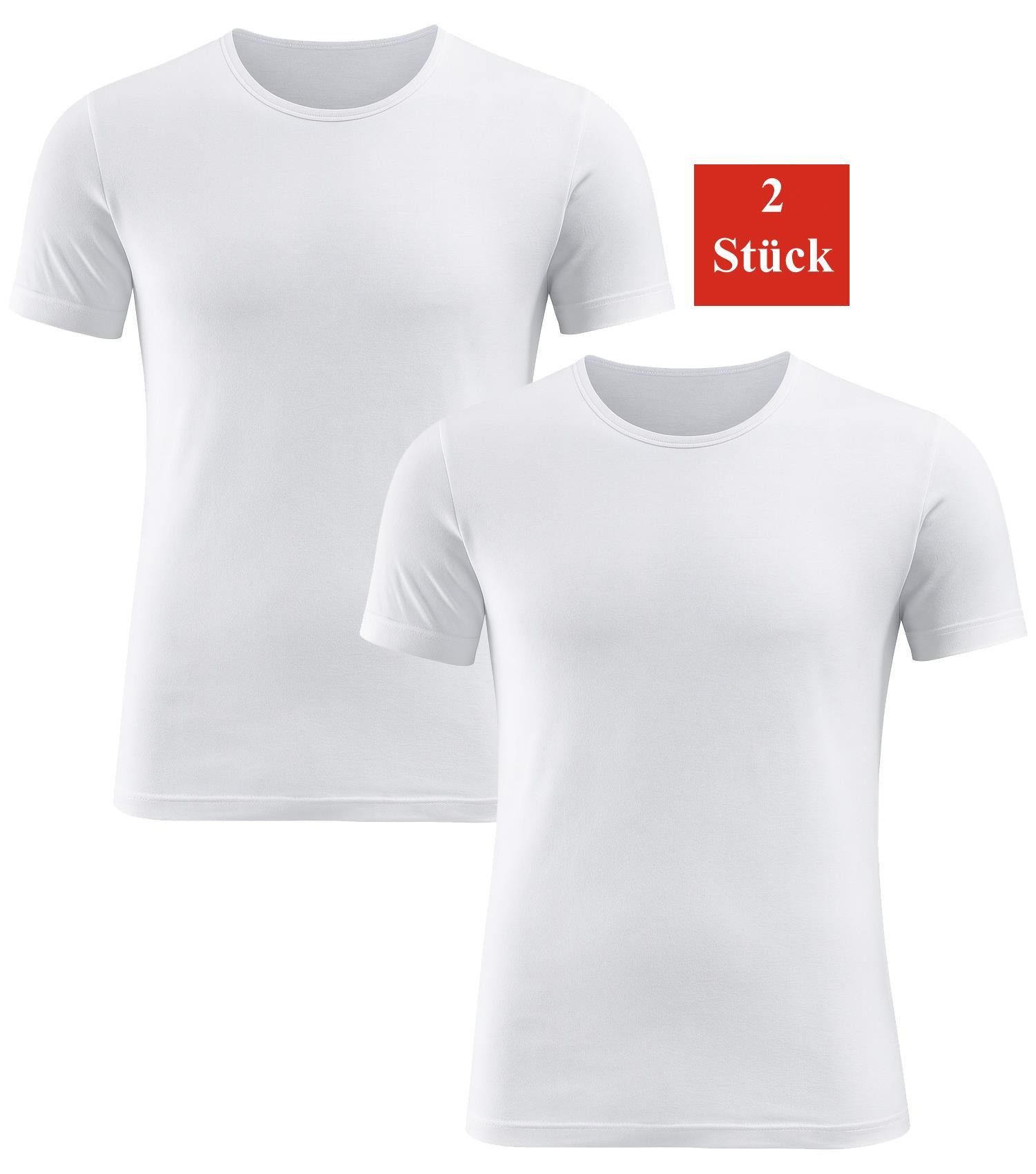 EloModa Unterziehshirt Herren 2x Unterhemd aus 100 % Baumwolle – Nahtloses Basic Shirt ohne (2-St) Nahtloses Basic Shirt ohne Seitennähte, atmungsaktiv & hautfreundlich