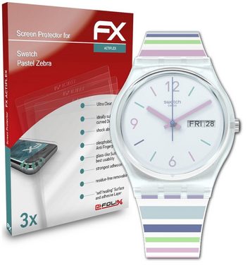 atFoliX Schutzfolie Displayschutzfolie für Swatch Pastel Zebra, (3 Folien), Ultraklar und flexibel