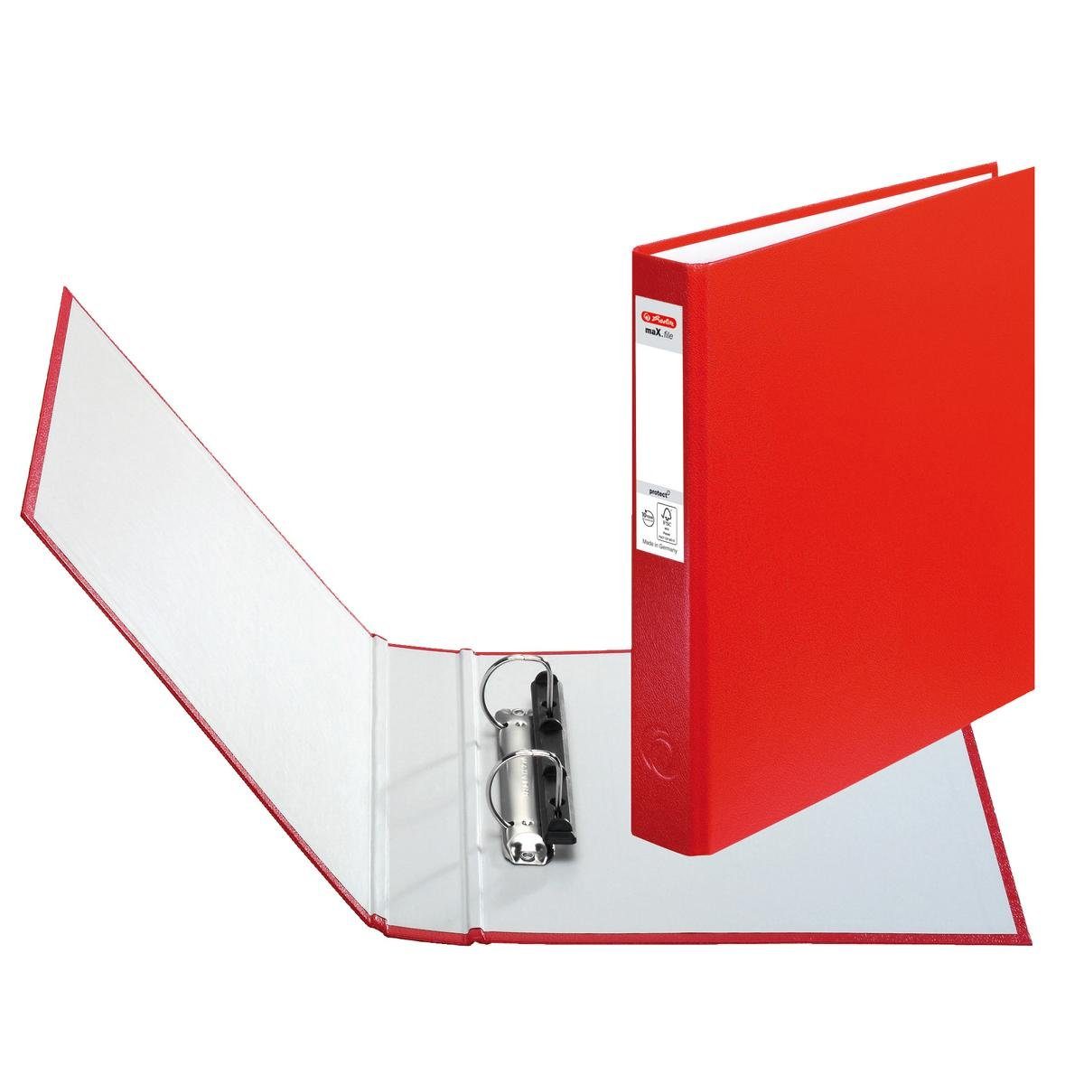 Herlitz Aktenordner 3 Herlitz Ringbücher / DIN A5 Ringbuch mit 2-Ringe / je 1x blau rot gr