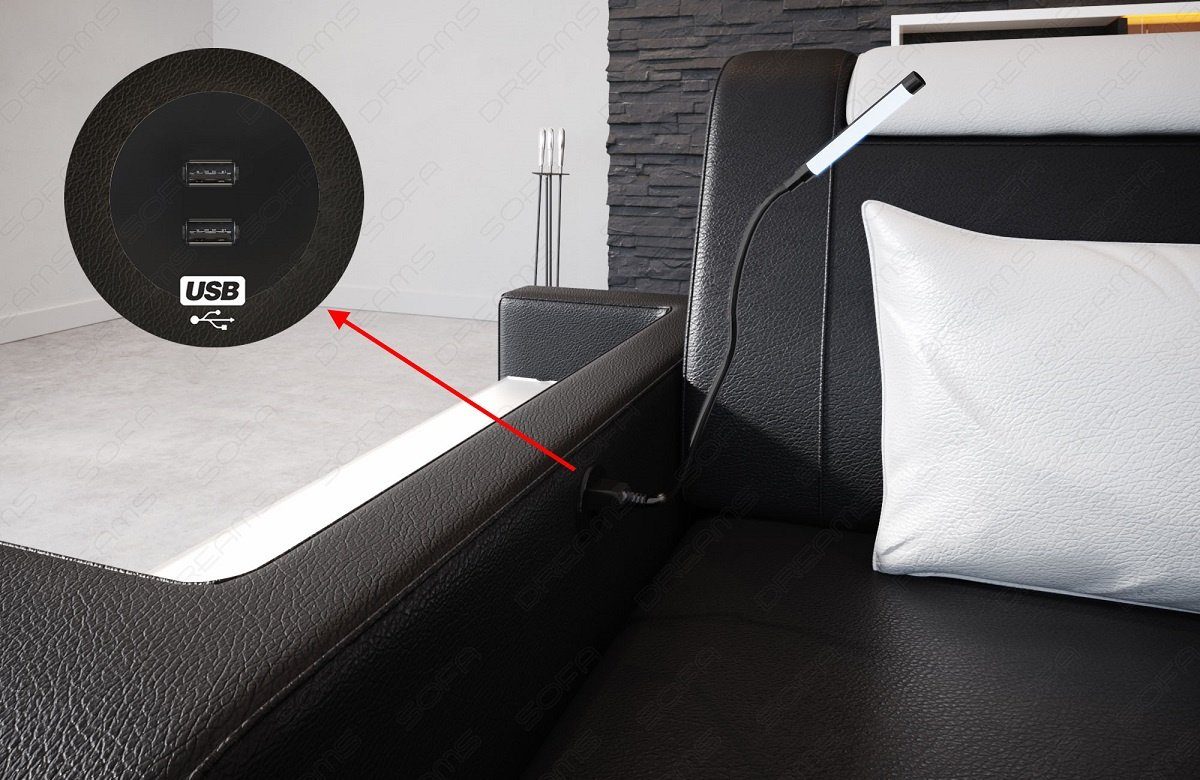 Sofa Dreams Wohnlandschaft Leder Designer Sofa Trivento U Form Ledersofa, Couch wahlweise mit Bettfunktion