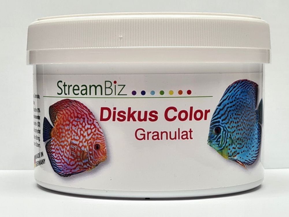 Aquaristik-Langer Aquariendeko StreamBiz Diskus Color Granulat mit Farbverstärker 230 g