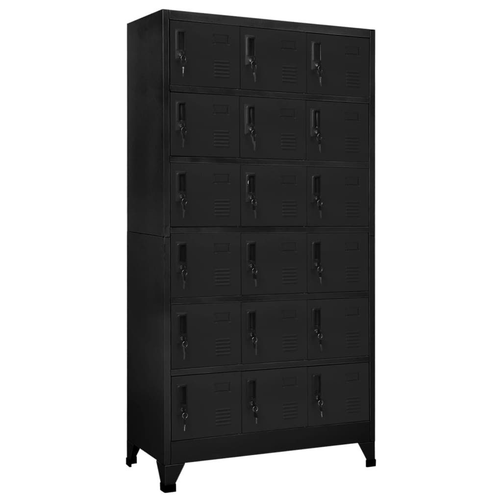 vidaXL Fächerschrank Schließfachschrank Schwarz 90x40x180 cm Stahl (1-St)