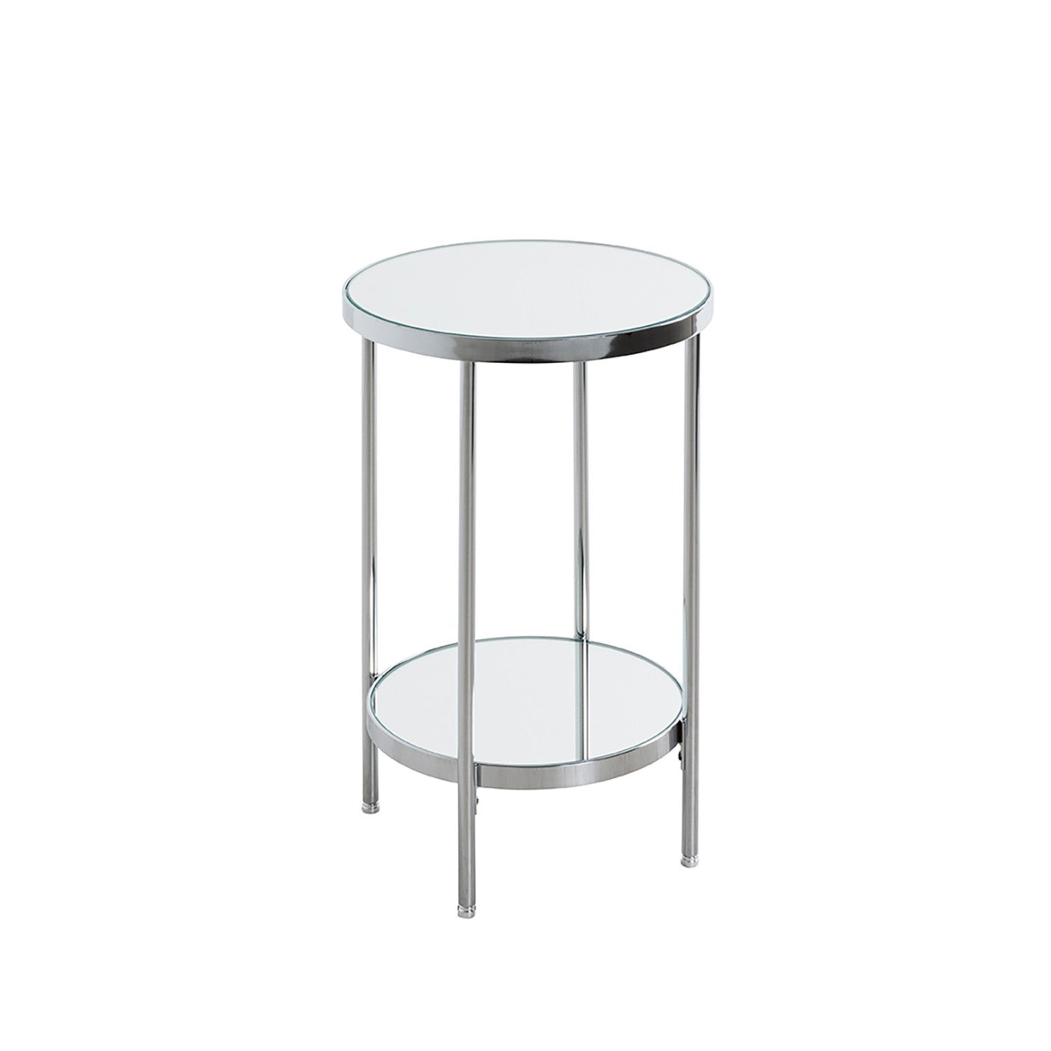 Beistelltisch Tisch - chrom - Metall, Spiegel 5 mm - H. 46cm x Ø 28cm - Sofatisch