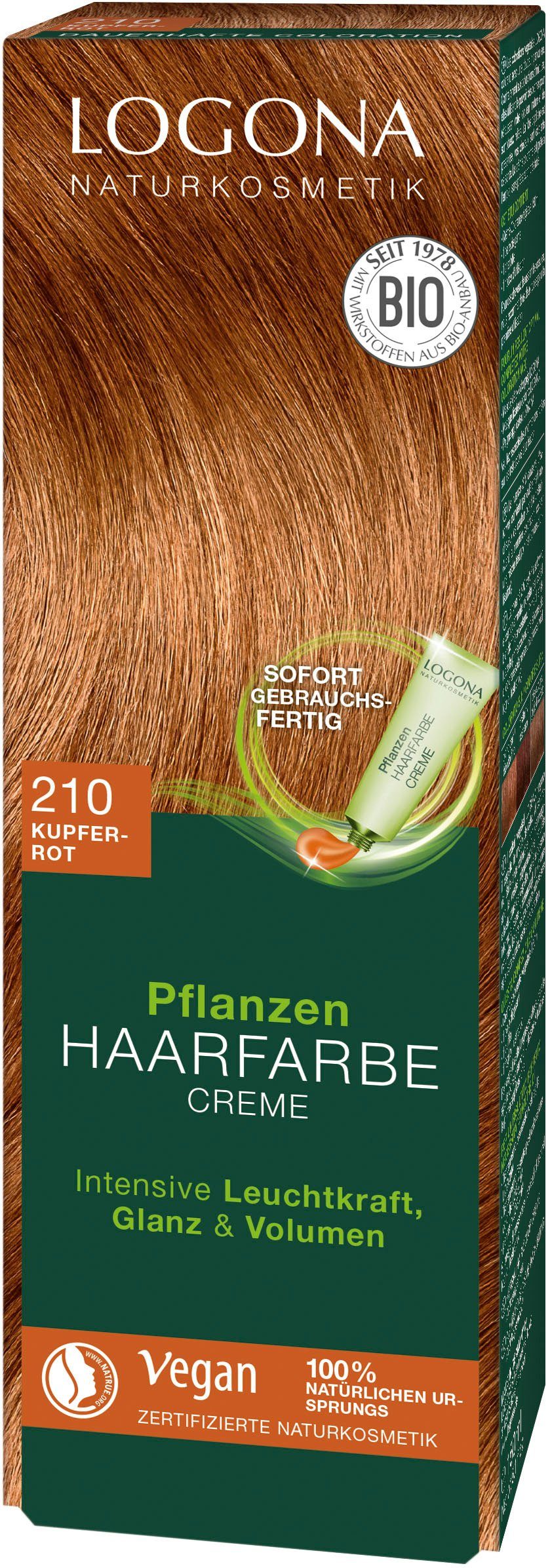 LOGONA Haarfarbe Logona Pflanzen-Haarfarbe Creme 210 kupferrot