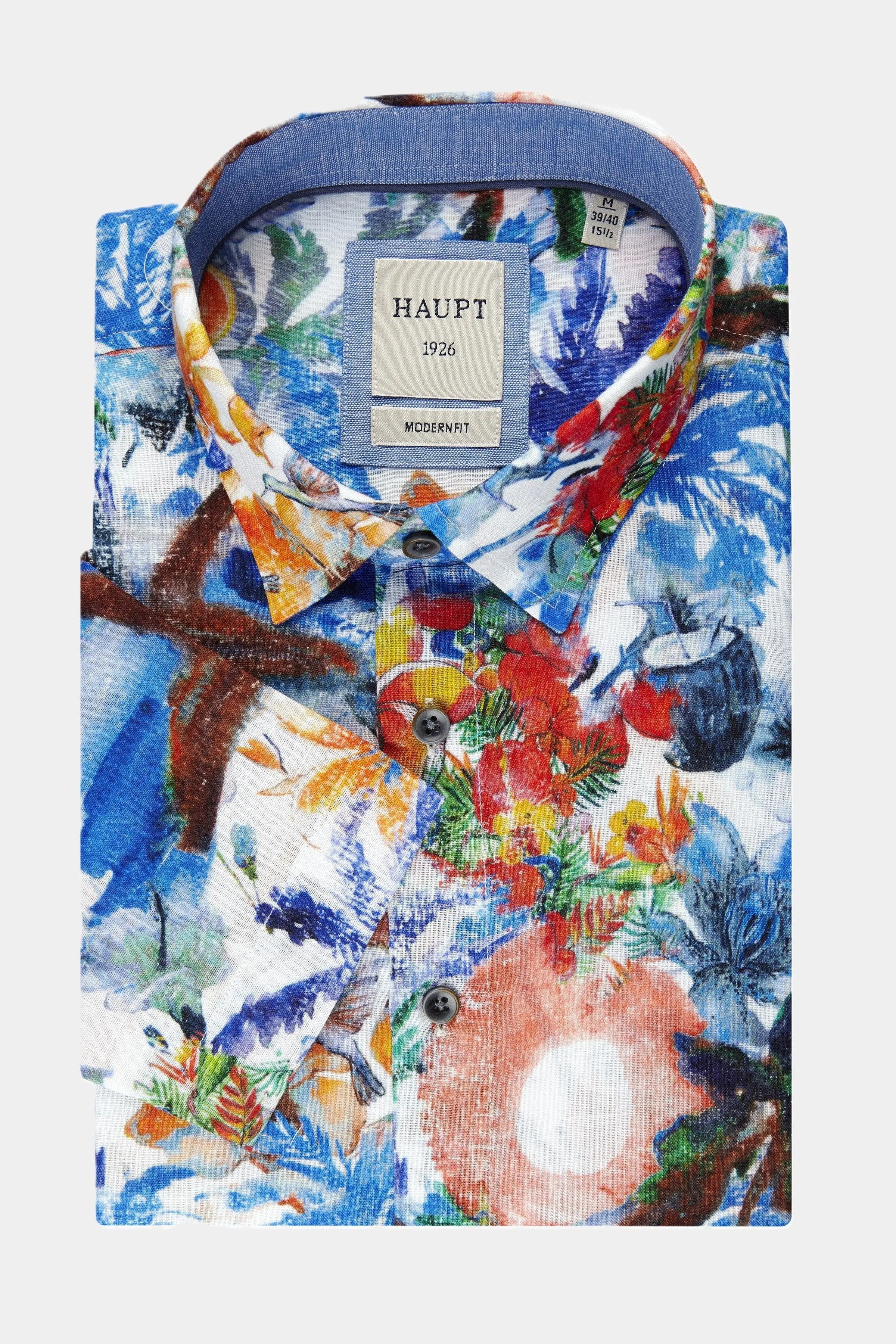 Haupt Kurzarmhemd Haupt Kurzarm Baumwoll-Herrenhemd Modern Fit Sommer Vibes günstig online kaufen