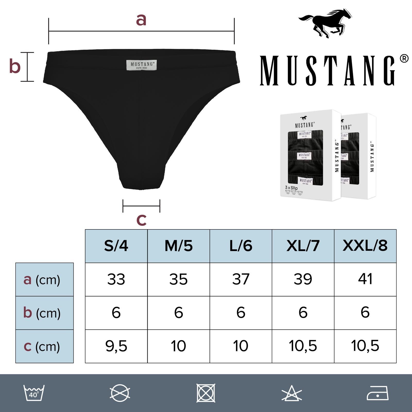 MUSTANG Slip Unterhose Boxershorts Unterwäsche (Set, 3-St) Enge Passform - Bequemer Komfort - Elastisches Bündchen