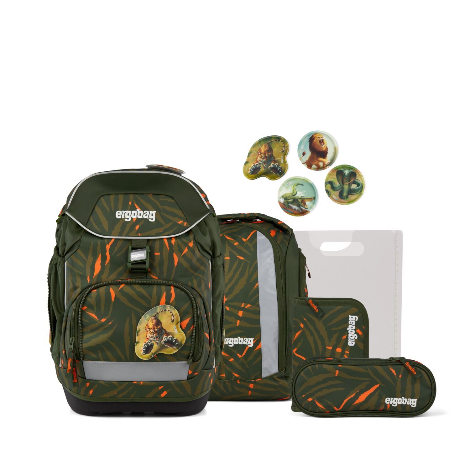 ergobag Schulranzen Schulranzen-Set PACK ExBärdition 6-teilig (6-teilig), ergonomisch, höhenverstellbar, Your-Size-System