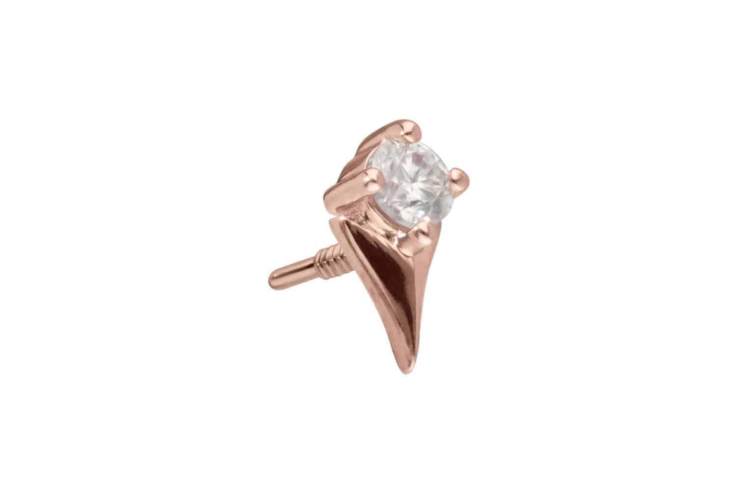 Piercing-Set 14 Karat Gold Schraubaufsatz mit Außengewinde MOISSANIT + PFEILSPITZE