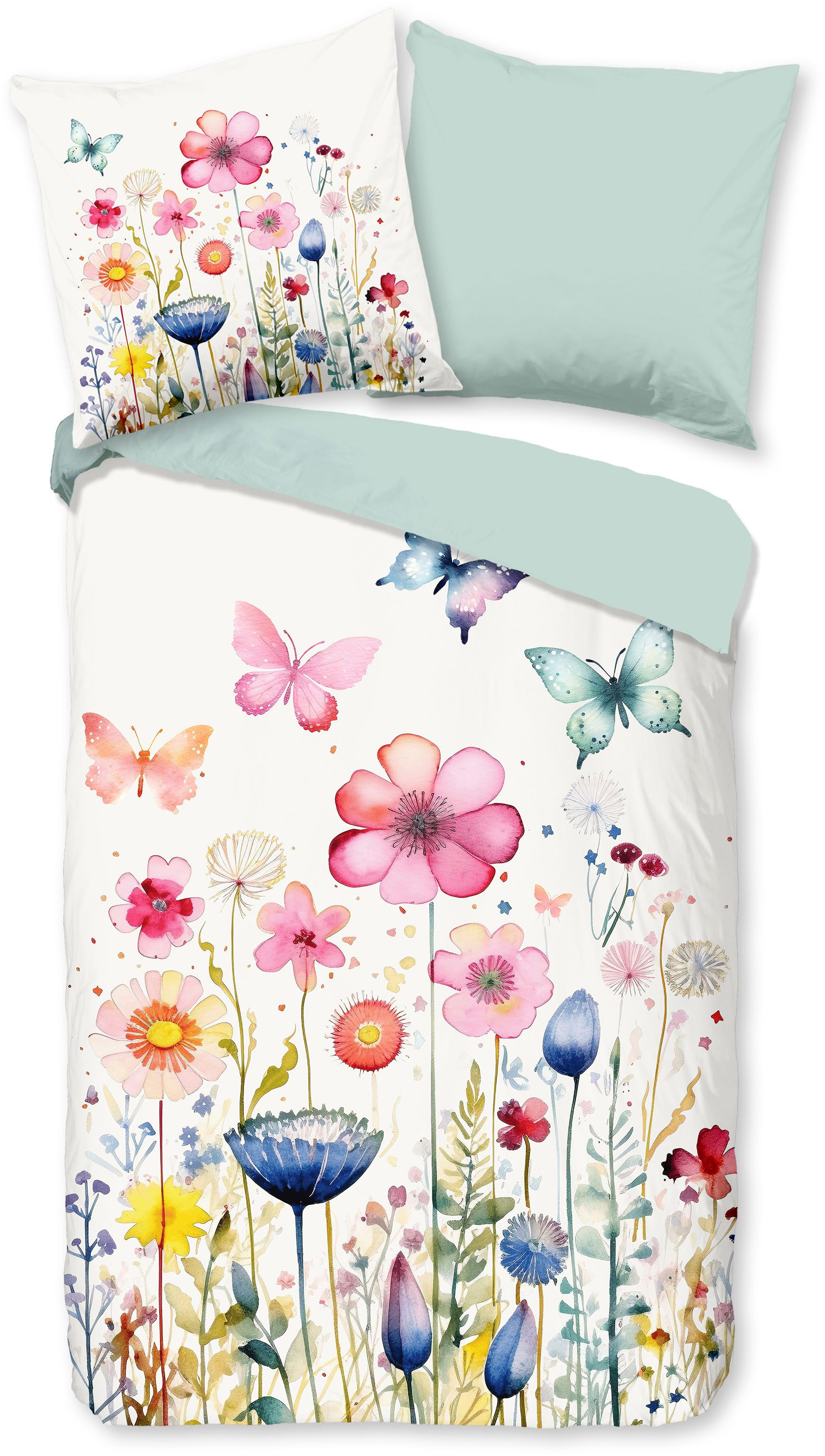 PURE luxury collection Kinderbettwäsche Kiki, Microfaser, 2 teilig, Mikrofaser, 135x200, 2 Teilig, Wendeoptik, Kind, Mädchen, Blume