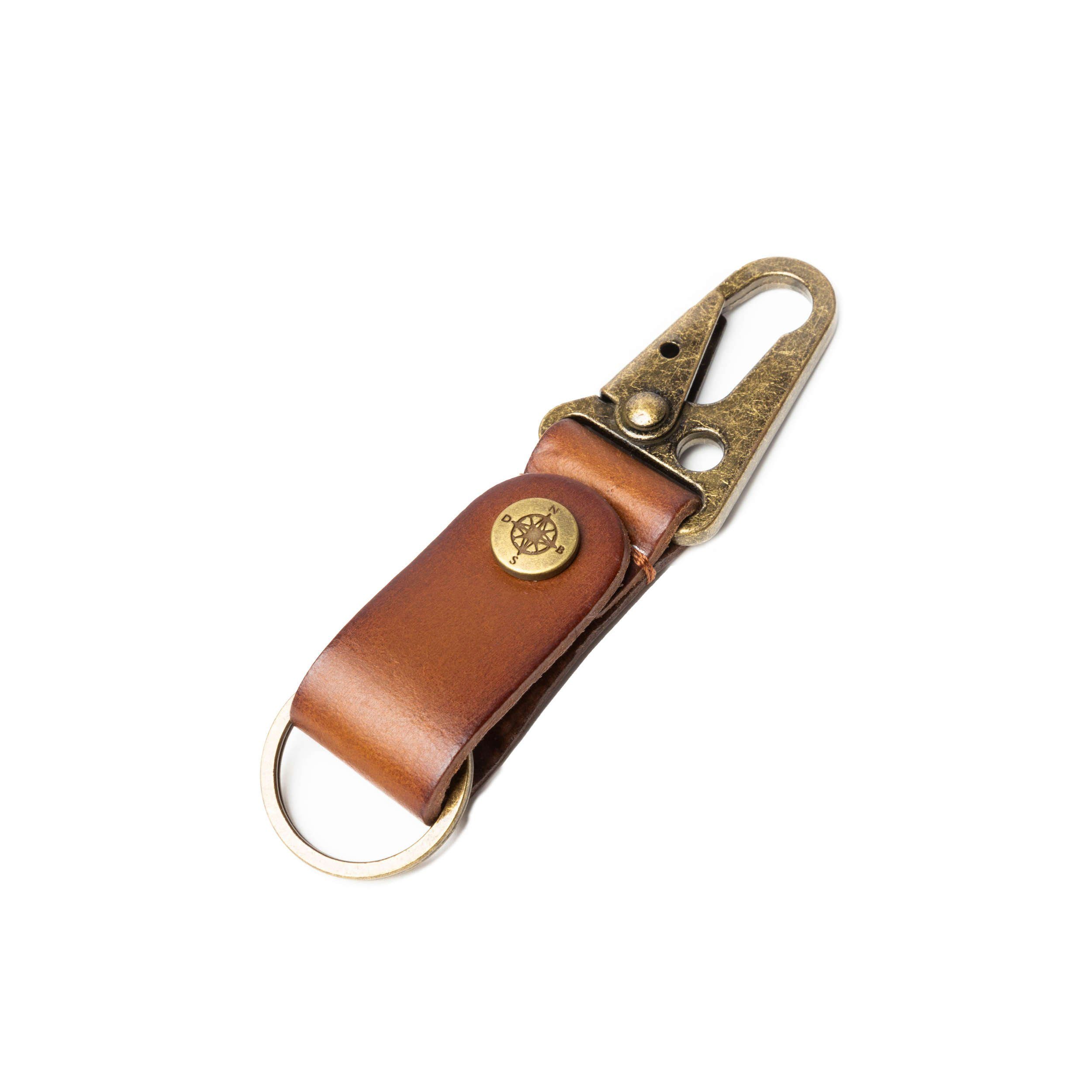 Schlüsselanhänger, für Schlüsselbund hochwertiger mit DRAKENSBERG Karabiner Lederanhänger