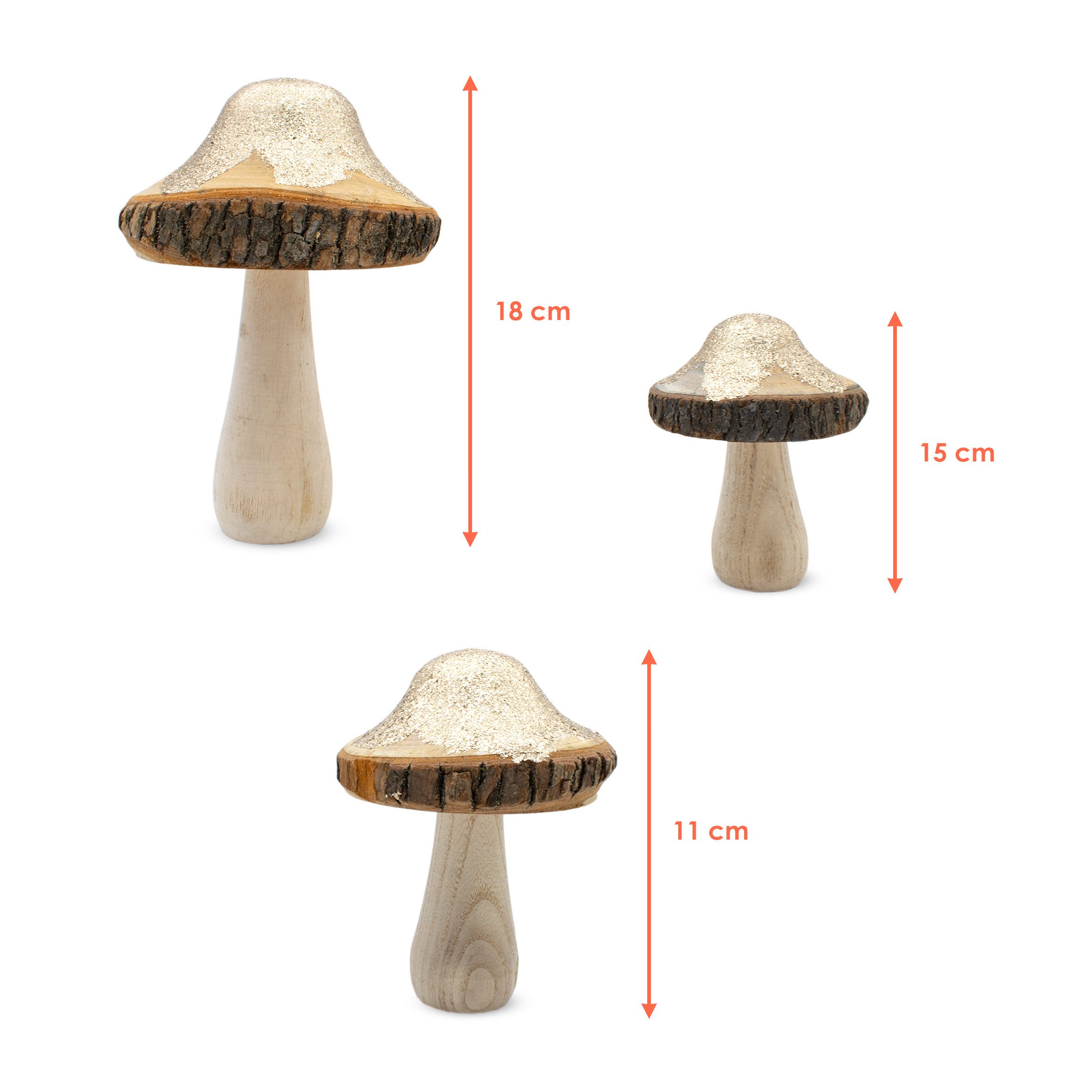 Spetebo Dekofigur Deko Pilze mit Gold Glitzer (Set, 1 St., 3 Pilze in versc günstig online kaufen