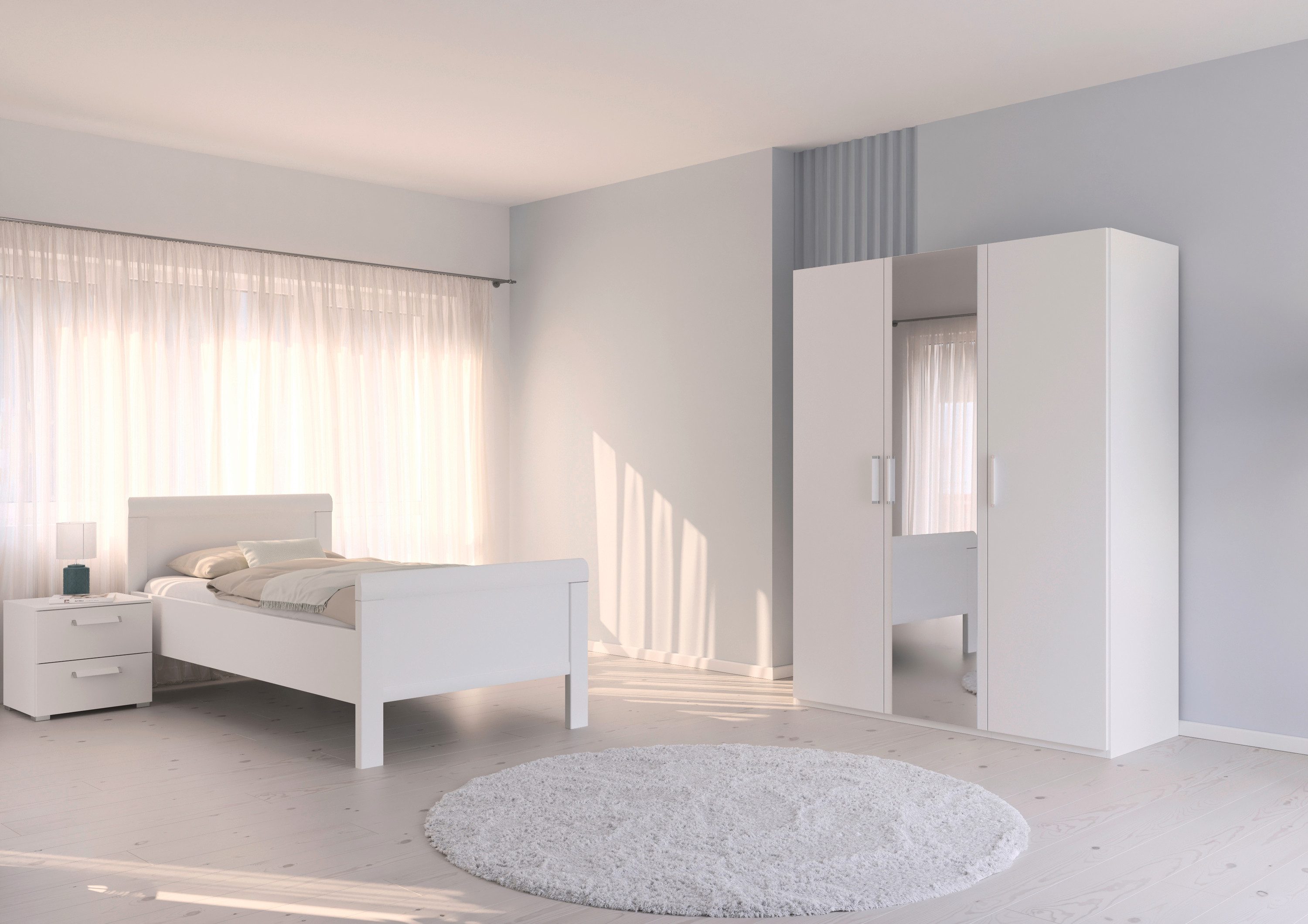rauch Schlafzimmer-Set Komplettschlafzimmer Schlafzimmer EVELYN, (Set, 3-tlg., inkl. SOFT-CLOSE-FUNKTION), Schrank und Bett in 2 Breiten, Nachttisch 2 Schubladen MADE IN GERMANY