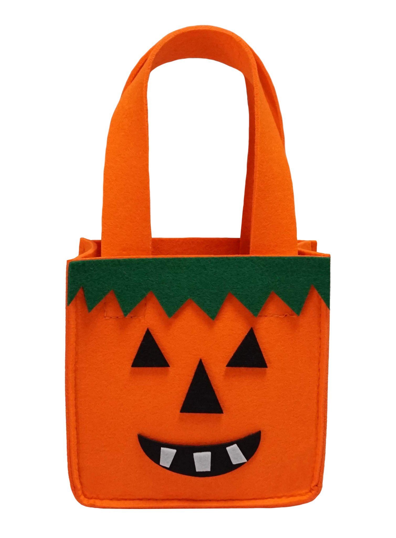 Maskworld Kostüm Halloween Tasche Kürbis, Supersüßer Filzbeutel für Halloween-Süßigkeiten