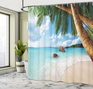 Abakuhaus Duschvorhang Moderner Digitaldruck mit 12 Haken auf Stoff Wasser Resistent Breite 175 cm, Höhe 180 cm, Strand Exotische Palme Ozean