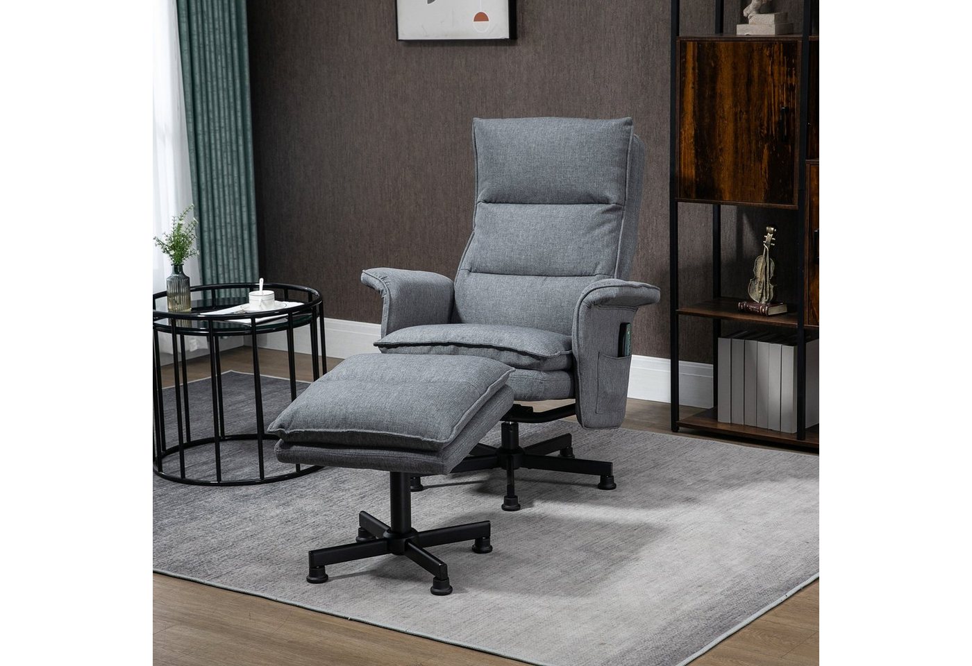 HOMCOM Massagesessel Massageliege mit Fußhocker