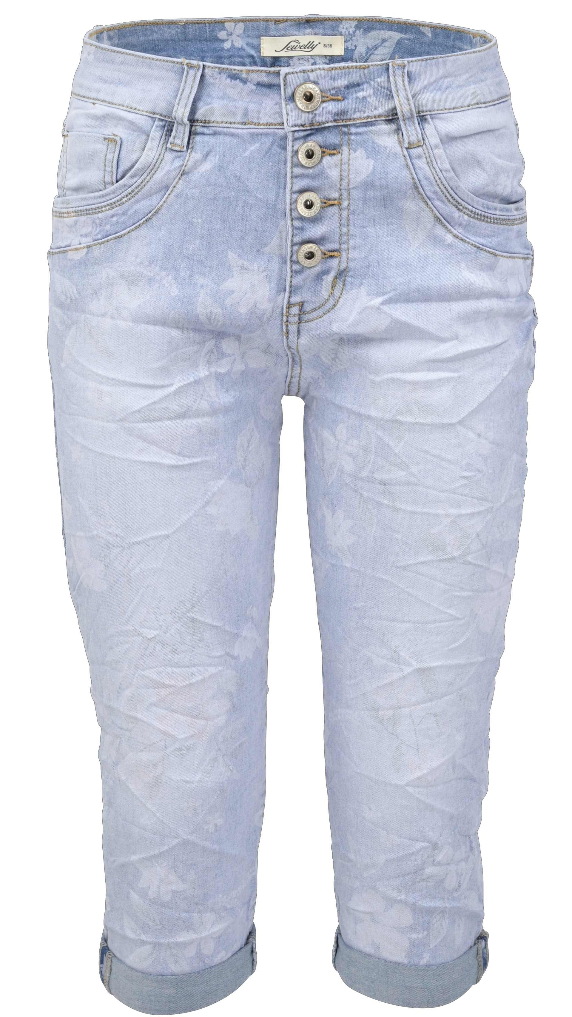 Jewelly Regular-fit-Jeans Capri Jeans im Crash-Look, günstig online kaufen