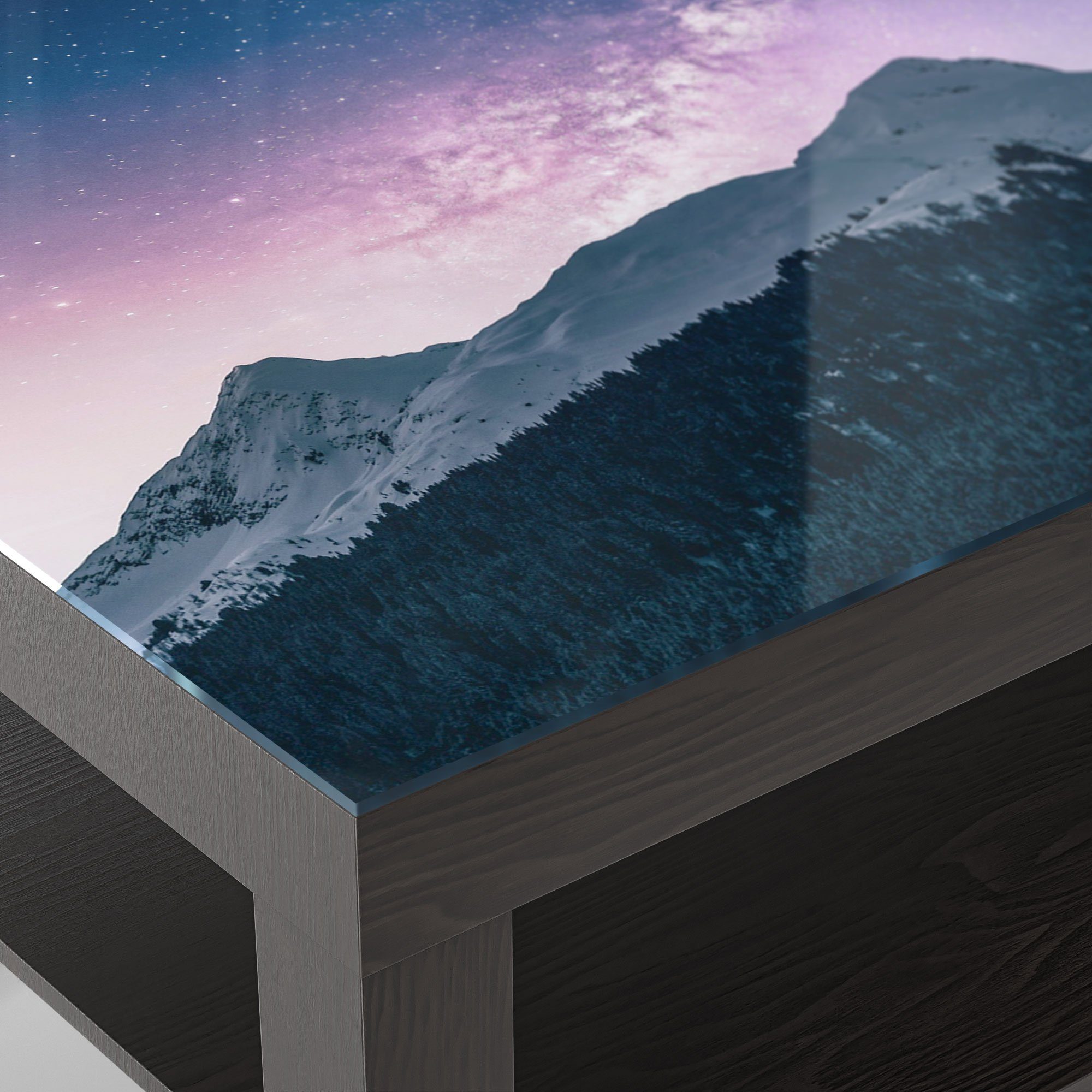 DEQORI Couchtisch 'Nachthimmel modern Glastisch Bergen', Schwarz in den Beistelltisch Glas