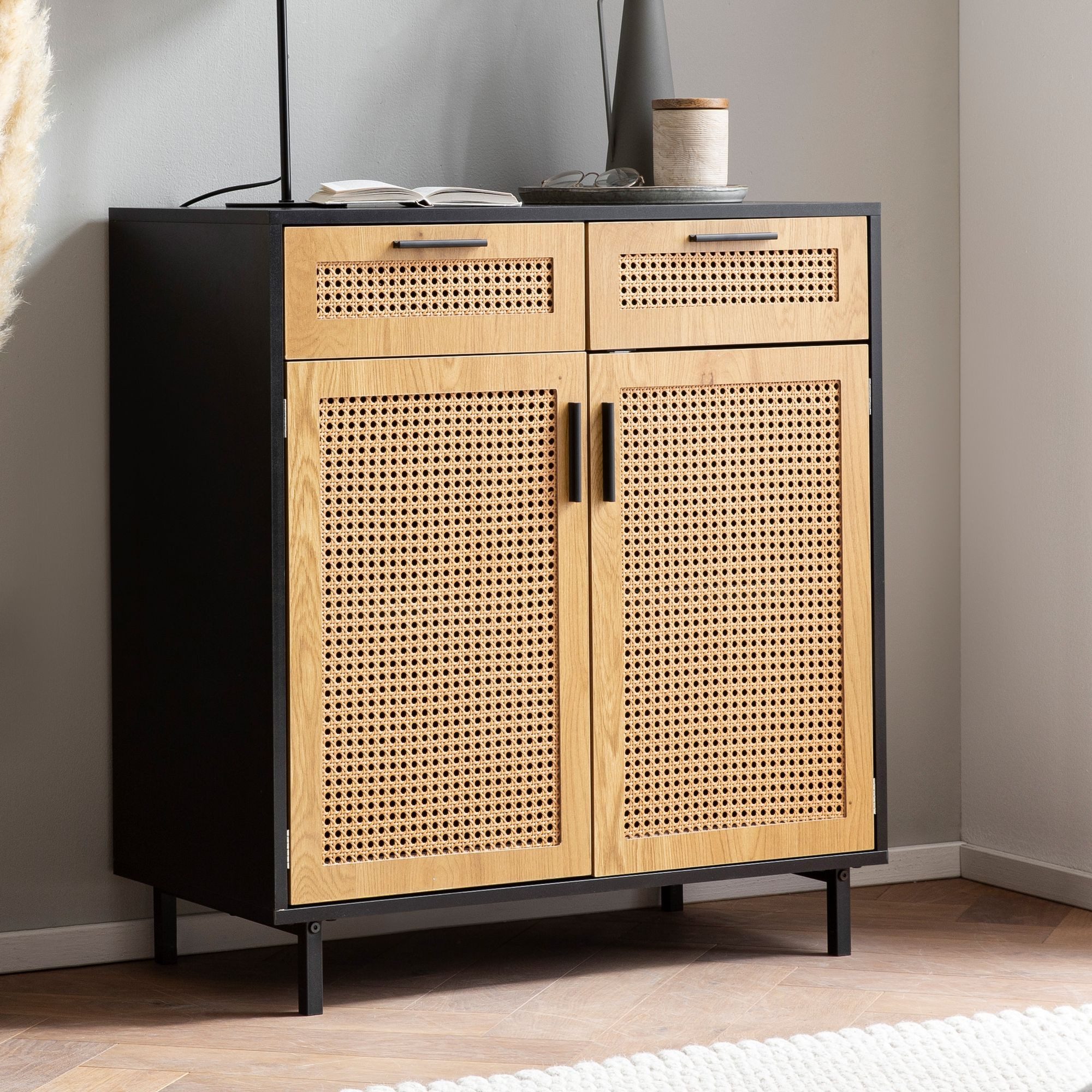 furnicato Sideboard 80x86,5x40 cm Kommode Schwarz günstig online kaufen