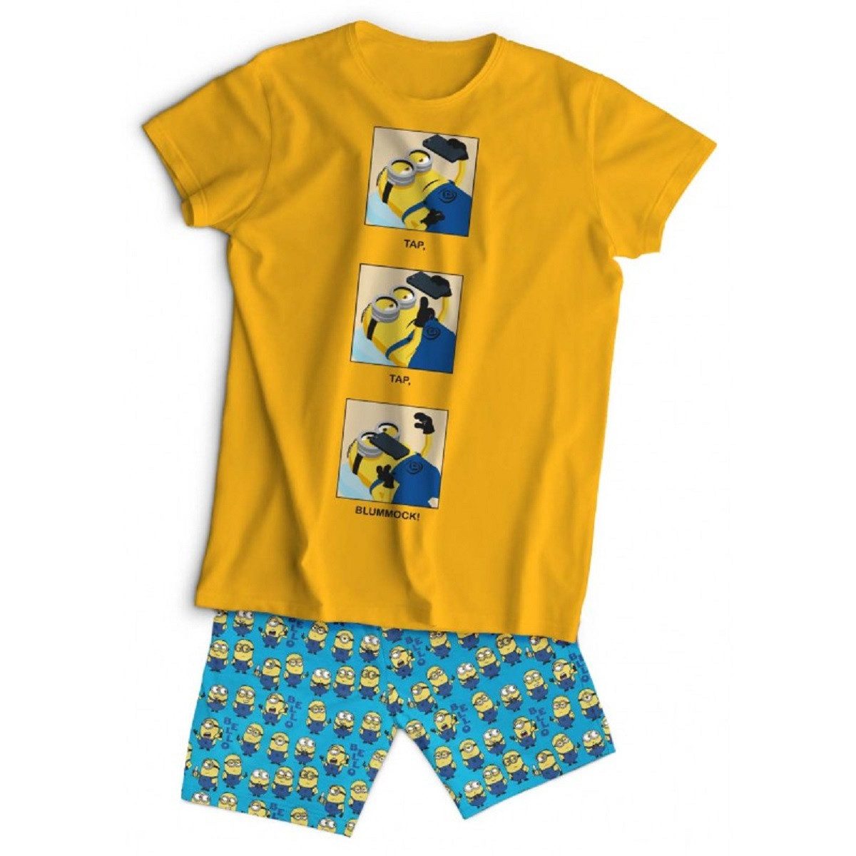 Minions Schlafanzug Kinder Schlafset Kurzarm Baumwolle Sommer Pyjama Set 2 Teilig (2 tlg)