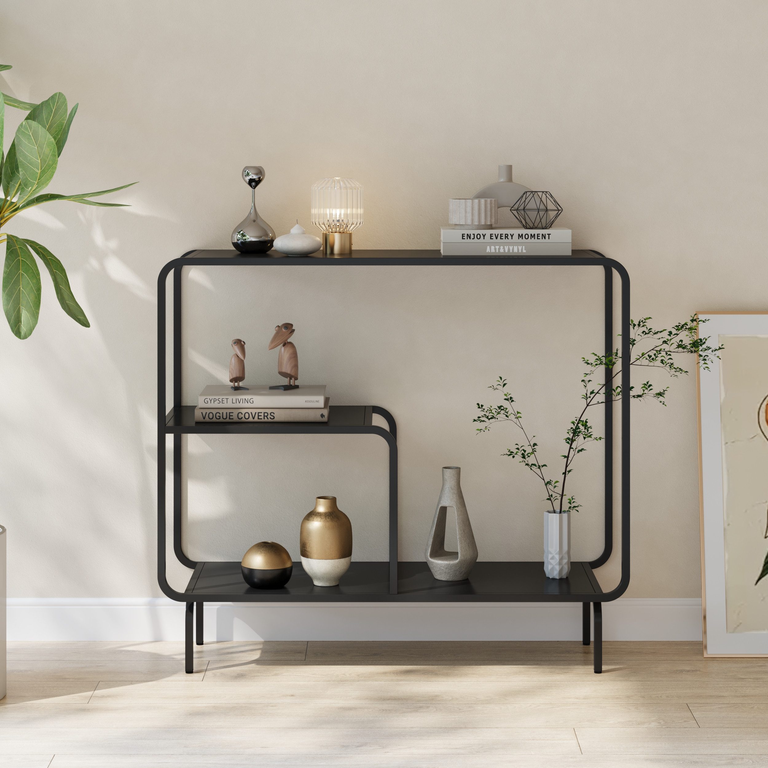 en.casa Konsolentisch, »Færder« Metall 92 x 33 x 82 cm Schwarz günstig online kaufen