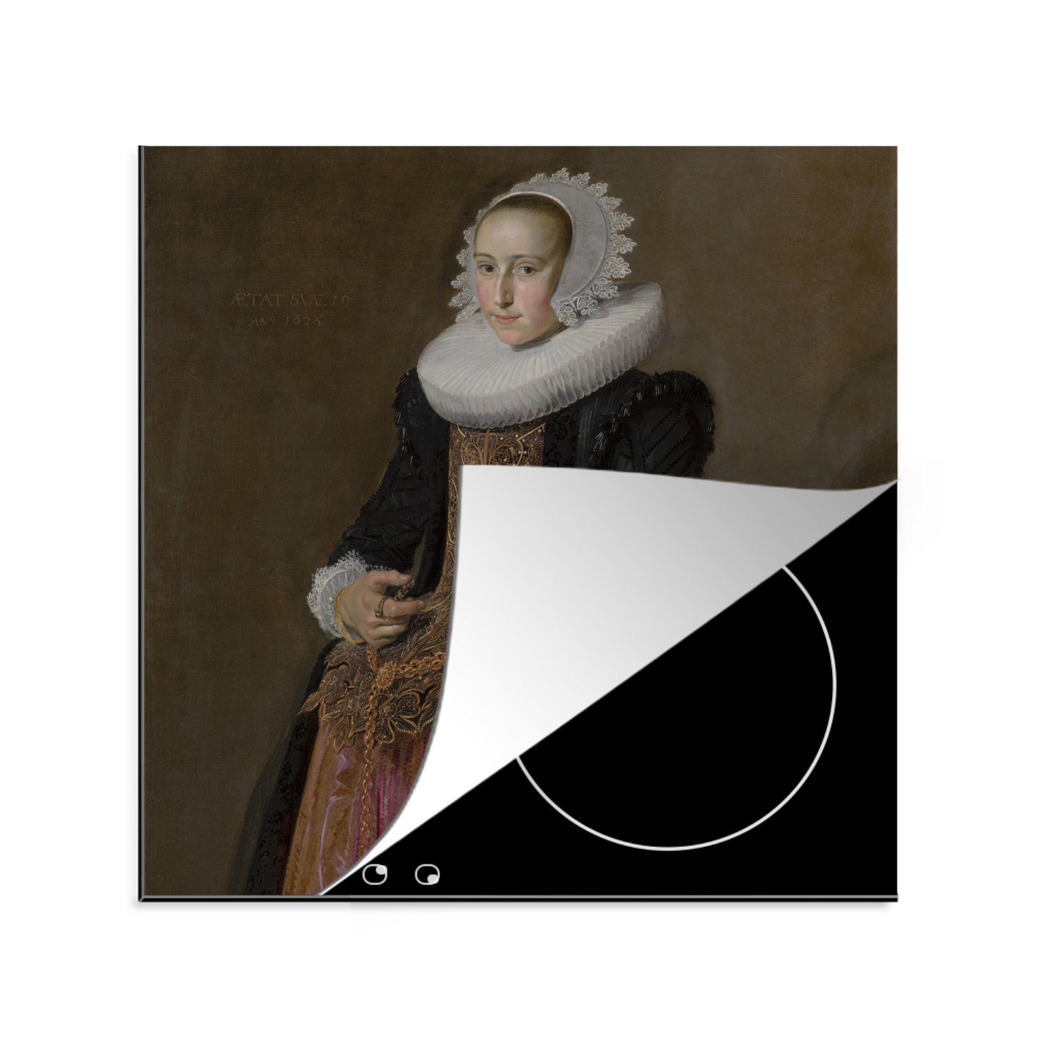 MuchoWow Herdblende-/Abdeckplatte Porträt von Aletta Hanemans - Frans Hals, Vinyl, (1 tlg), 78x78 cm, Ceranfeldabdeckung, Arbeitsplatte für küche