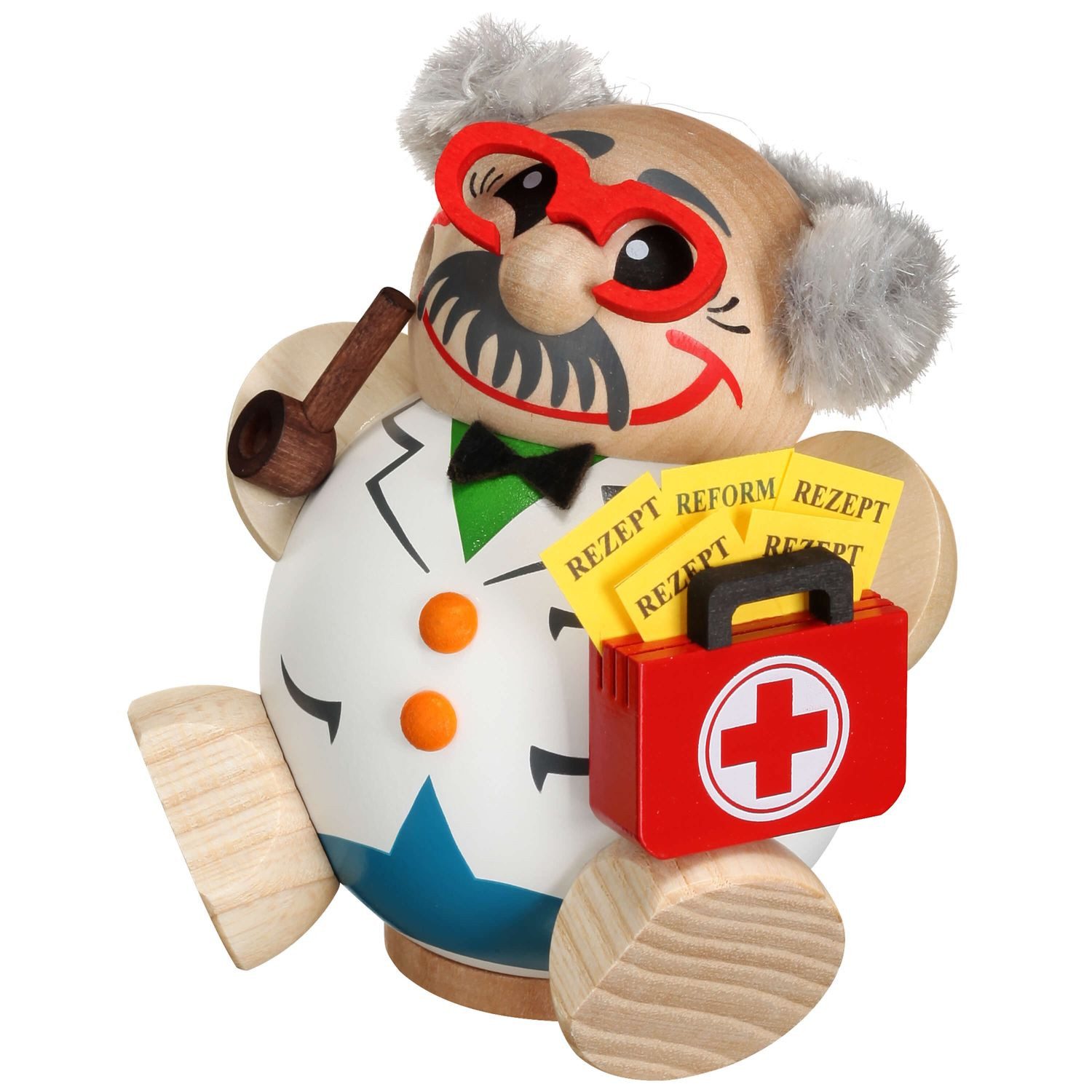 Räuchermännchen Kugelräucherfigur Arzt, 10 cm aus dem Erzgebirge