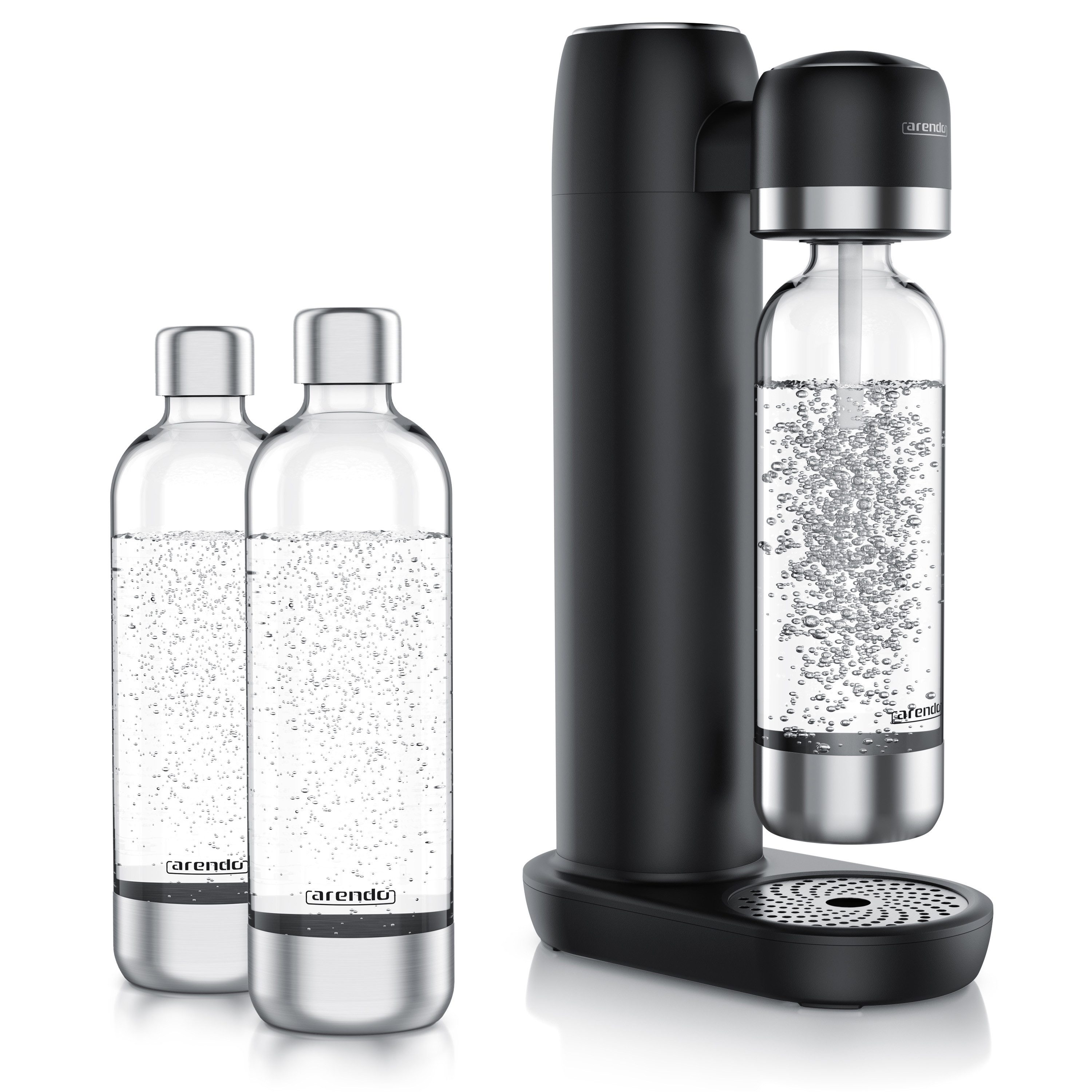 Arendo Wassersprudler Soda Streamer, 3x 1000 ml Flaschen, kompatibel mit 60l CO2 Zylindern, (Set, 4-tlg., Soda Maker, 3x PET-Flaschen), Soda Maker + 3 Wasserflaschen, BPA-frei, fein dosierbar, Carbonator