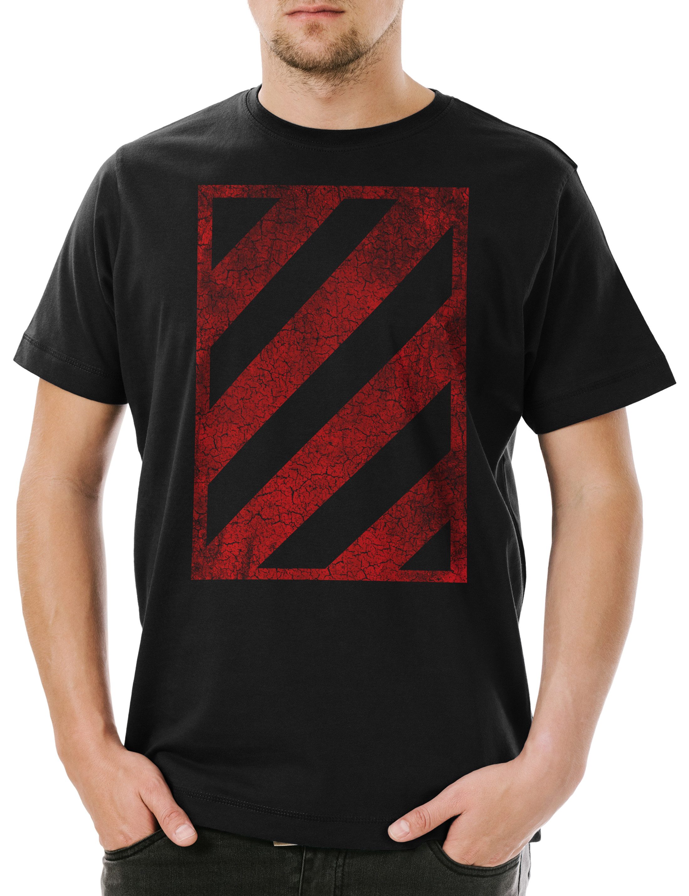 Print-Shirt Red Black Hazard Herren T-Shirt Hats The Los Angeles Bloc Colony