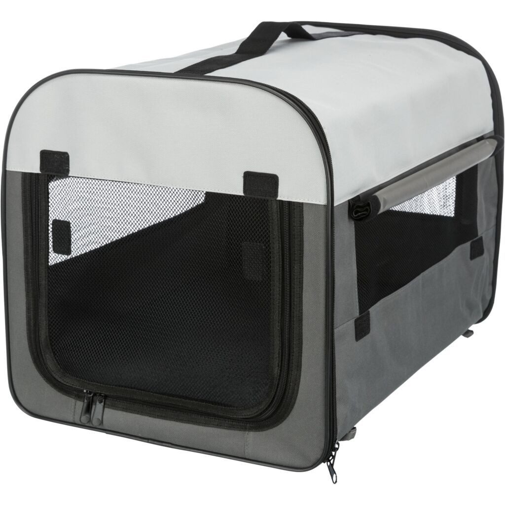 TRIXIE Hunde-Transportbox Hundebox Basic - dunkelgrau/hellgrau - 40 × 40 × 55 cm