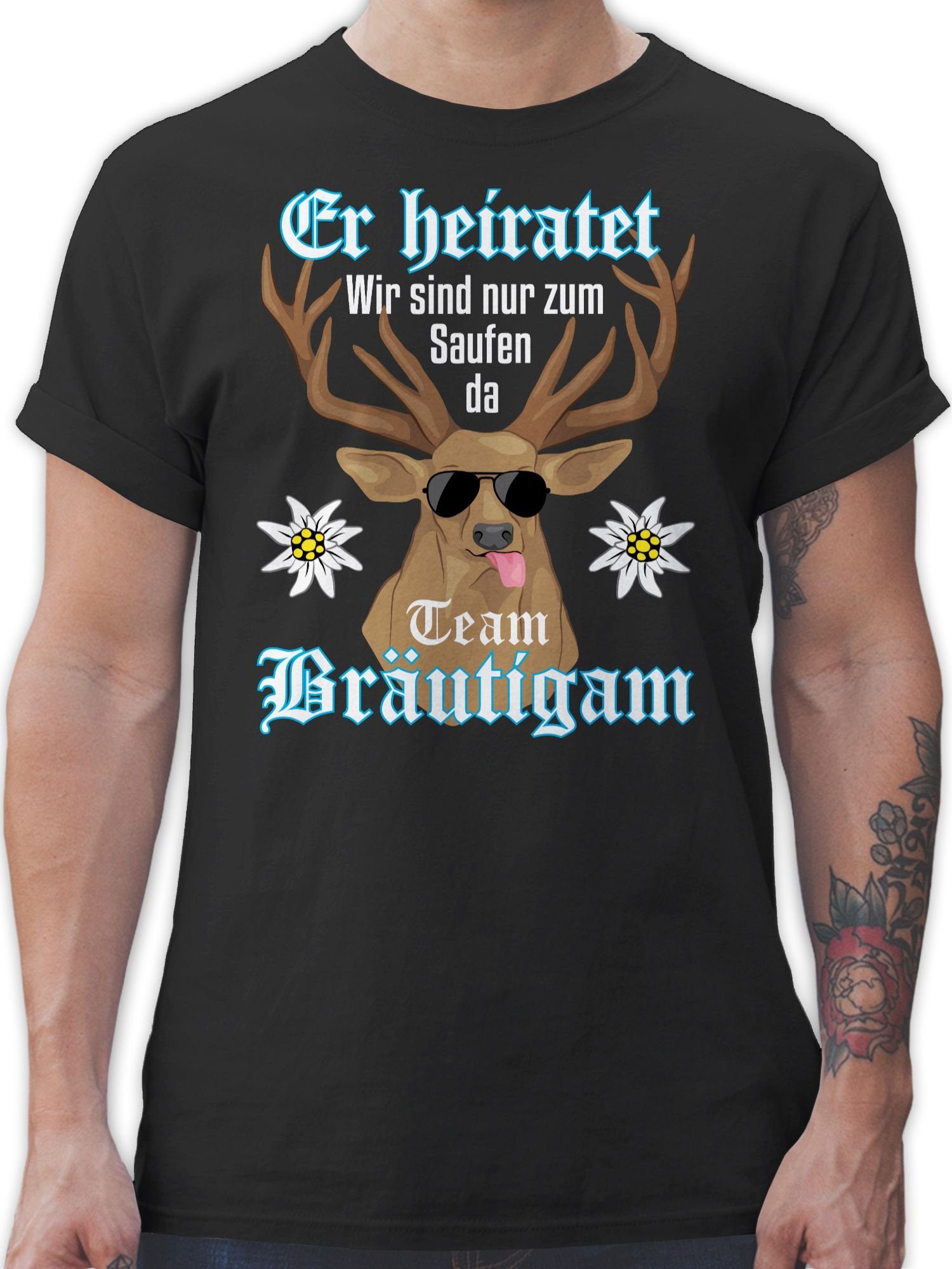 Shirtracer T-Shirt Team Bräutigam - Er Heiratet JGA Männer 01 Schwarz