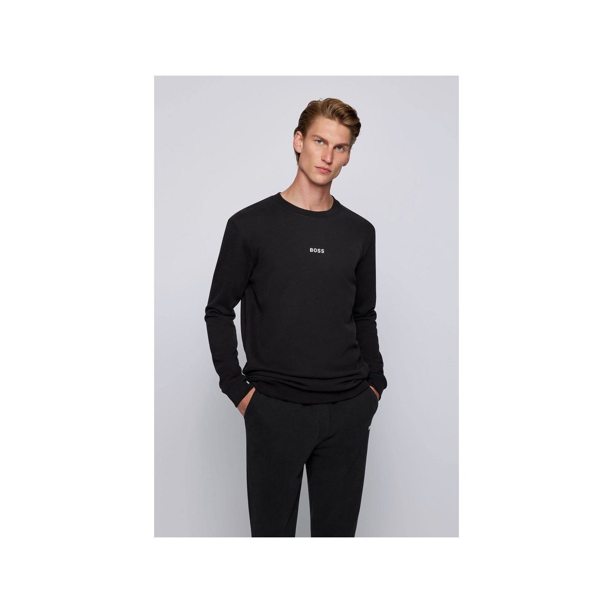 (1-tlg) HUGO Sweatshirt schwarz regular