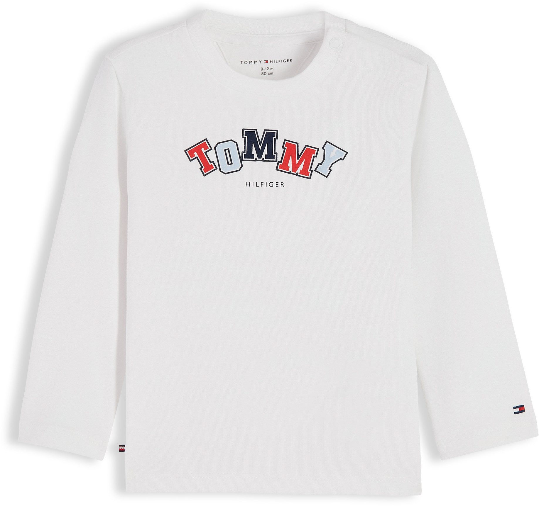 Tommy Hilfiger Langarmshirt Ausschnitt mit Druckknopf, Regular Fit, Baumwollmischung, für Babys