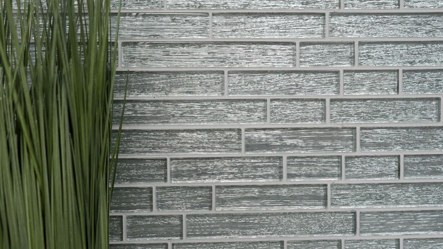 Mosani Mosaikfliesen Glasmosaik silber Mosaikfliese Fliesenspiegel Verbund Glasmosaik