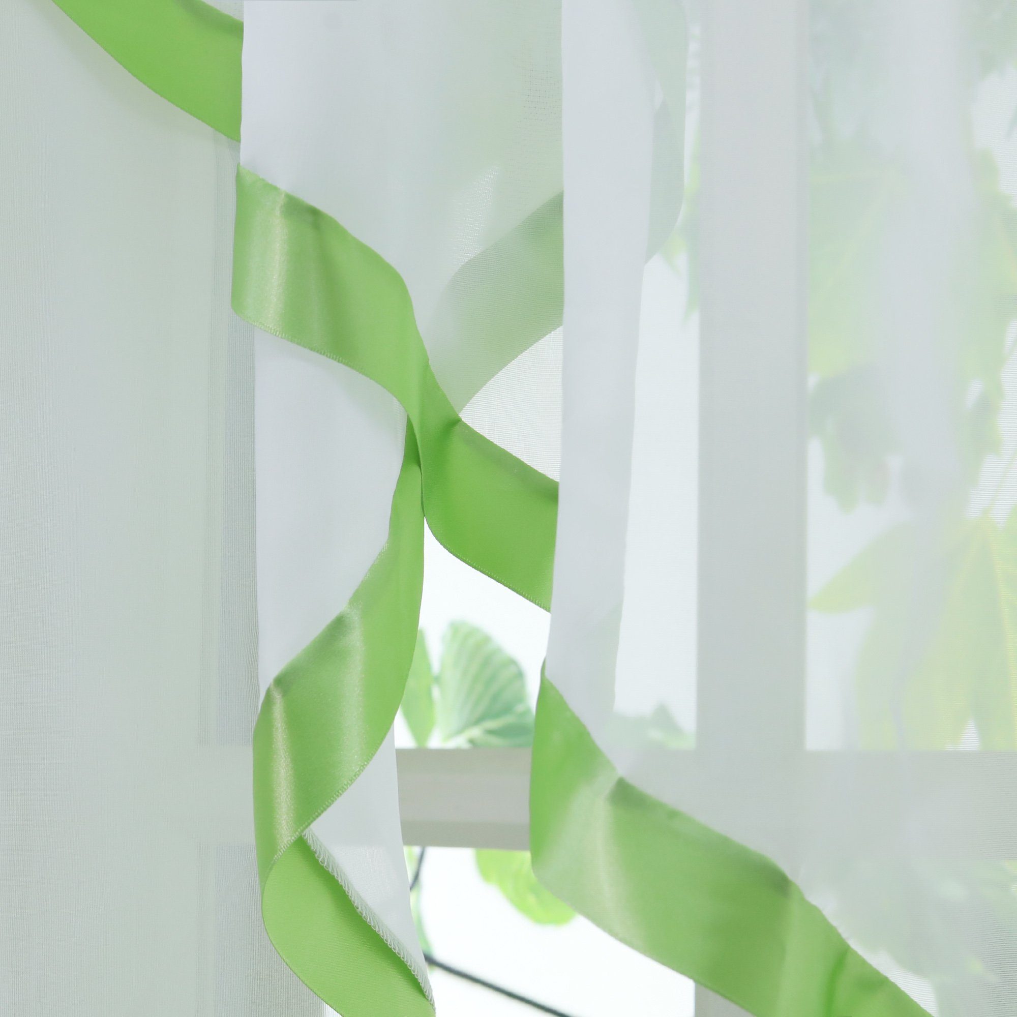 Joyswahl Scheibengardine Claudia Kuvertstore Fenstergardine im klassischen Stil (1 St), Kräuselband, transparent, Voile, Dreieckiger Abschluss mit Satinband, fü – Bild 4 von 5