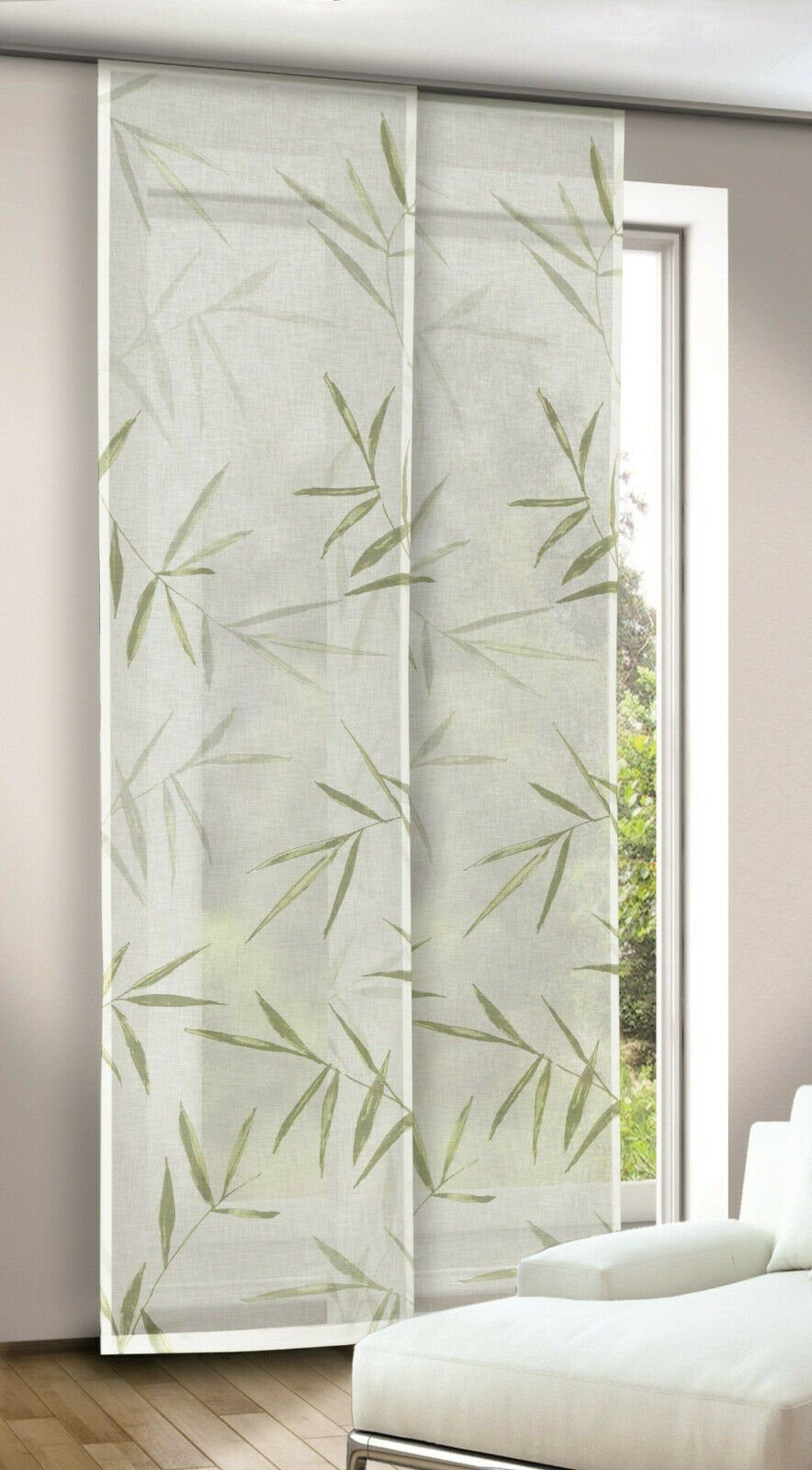 Clever-Kauf-24 Schiebegardine Flächenvorhang Ada 60x245 grün Blätter, Panee günstig online kaufen