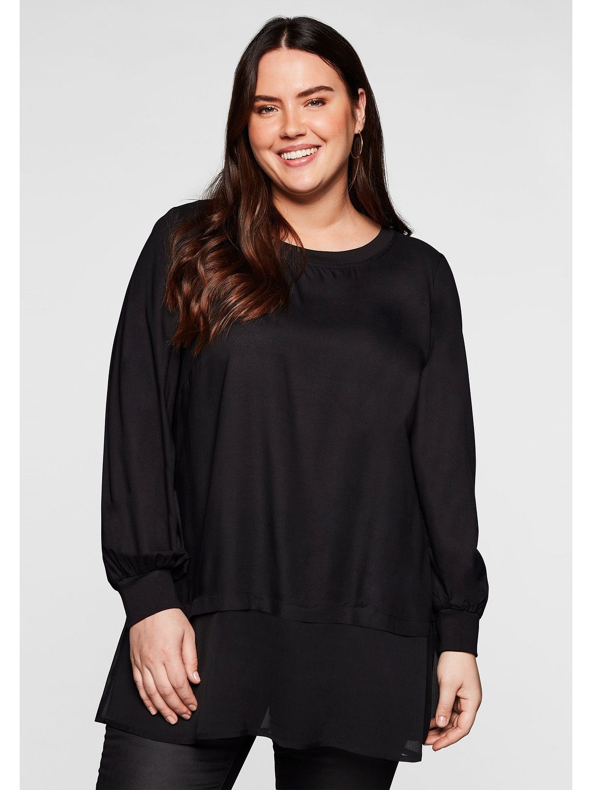 Sheego Tunika Große Größen im Double-Layer-Look mit Saum aus Chiffon