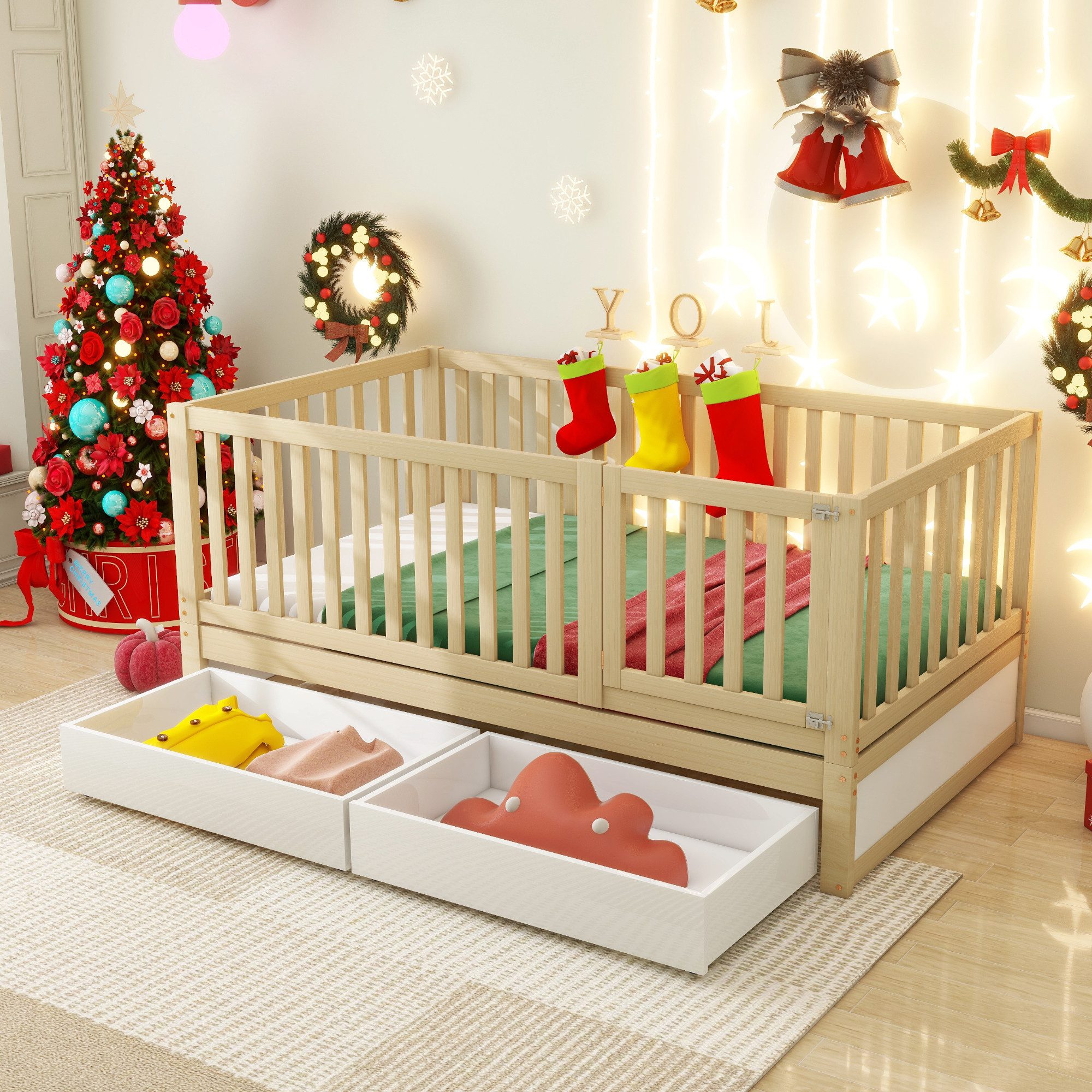 STILVORA Kinderbett 90x200 Babybett mit Stauraum günstig online kaufen